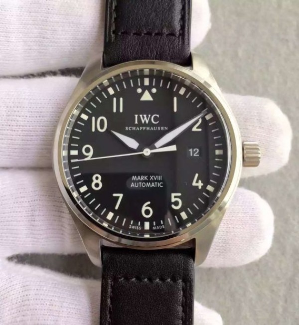 Replica IWC MKF Mark XVIII IW327001 Black Dial Leather Strap - Top club