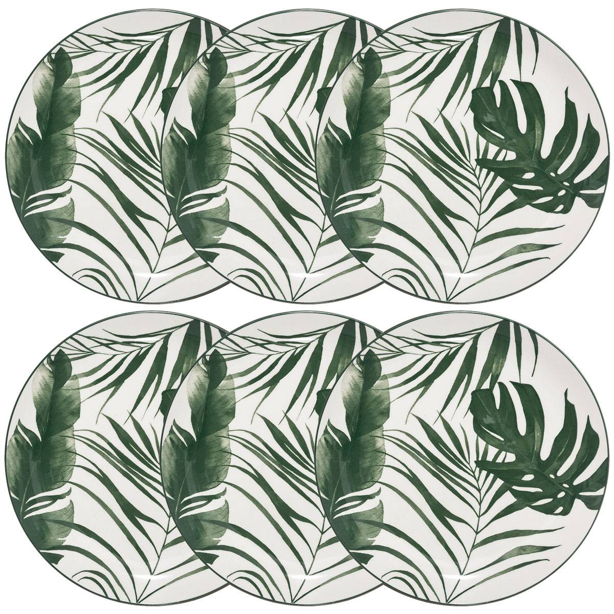 Set of 6 dinner plates "Palme" D.26.6 cm, Black