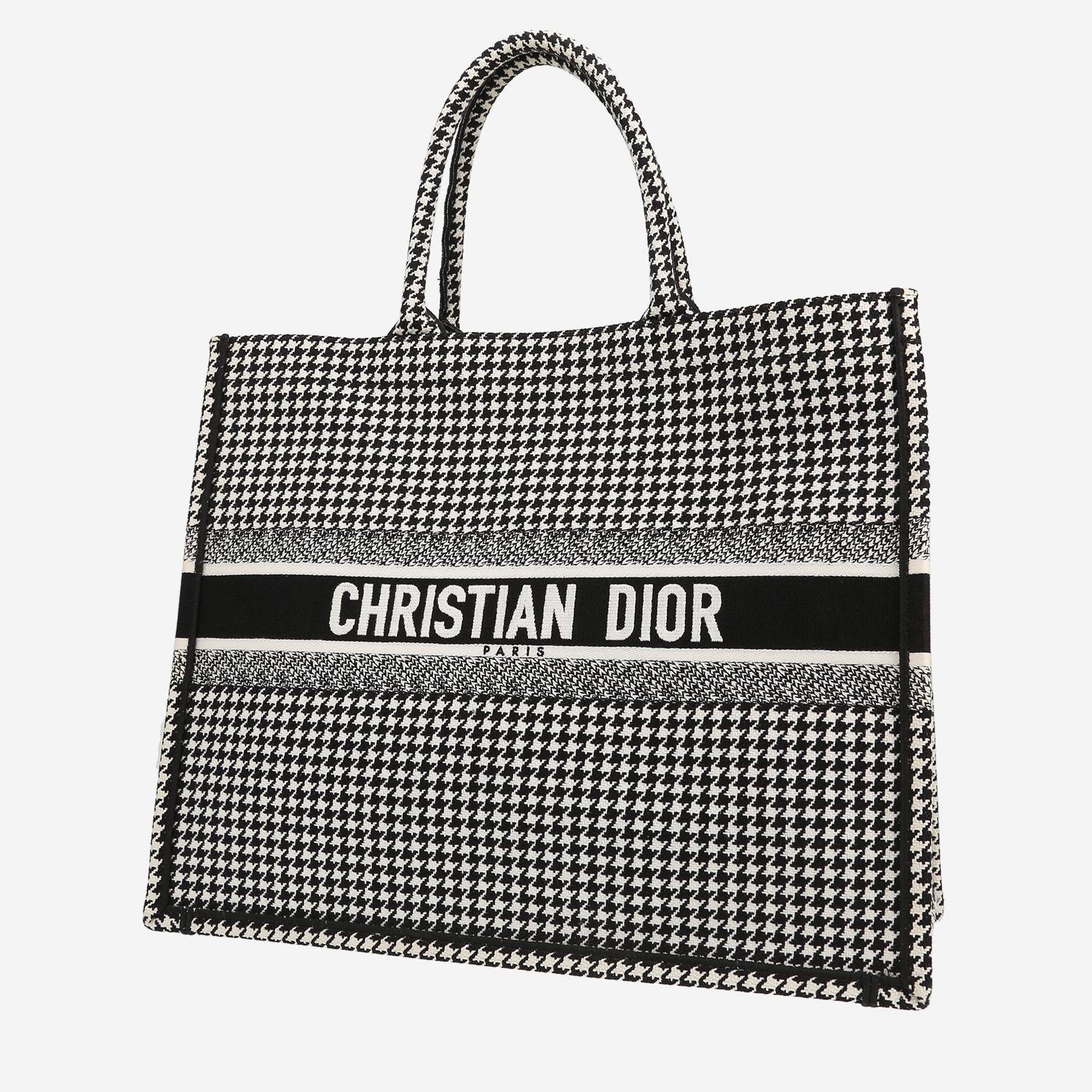Dior Book Tote shopping bag in black and white canvas1:1High-quality replica