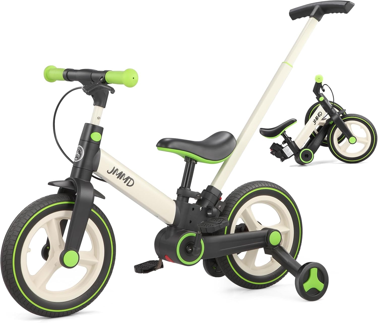 JMMD 6 in 1 Toddler Bike with Push Handle for Kids 18-60 Months, 12