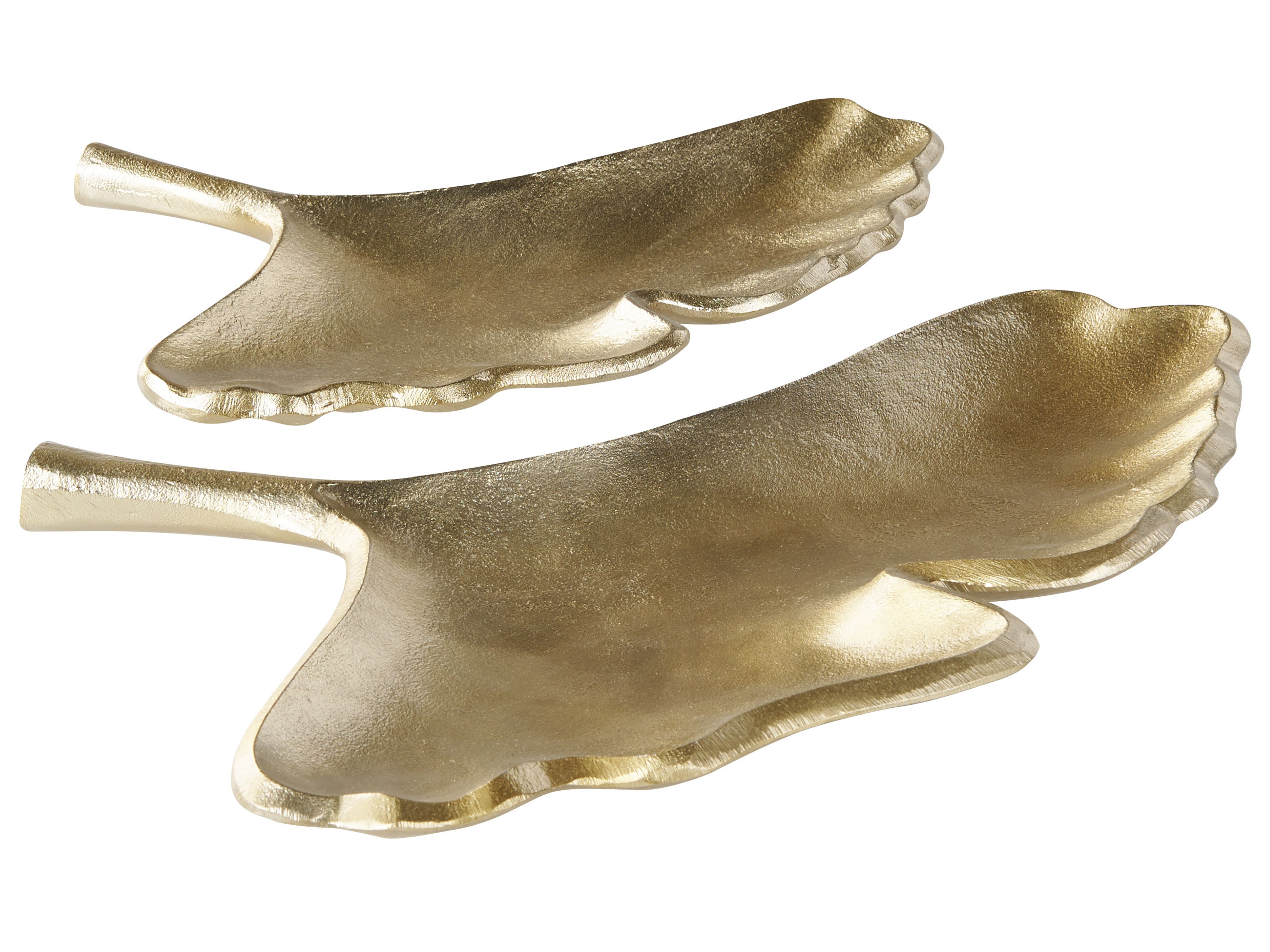 Set of 2 Trinket Dishes Leaf PALENQUE Metal Gold