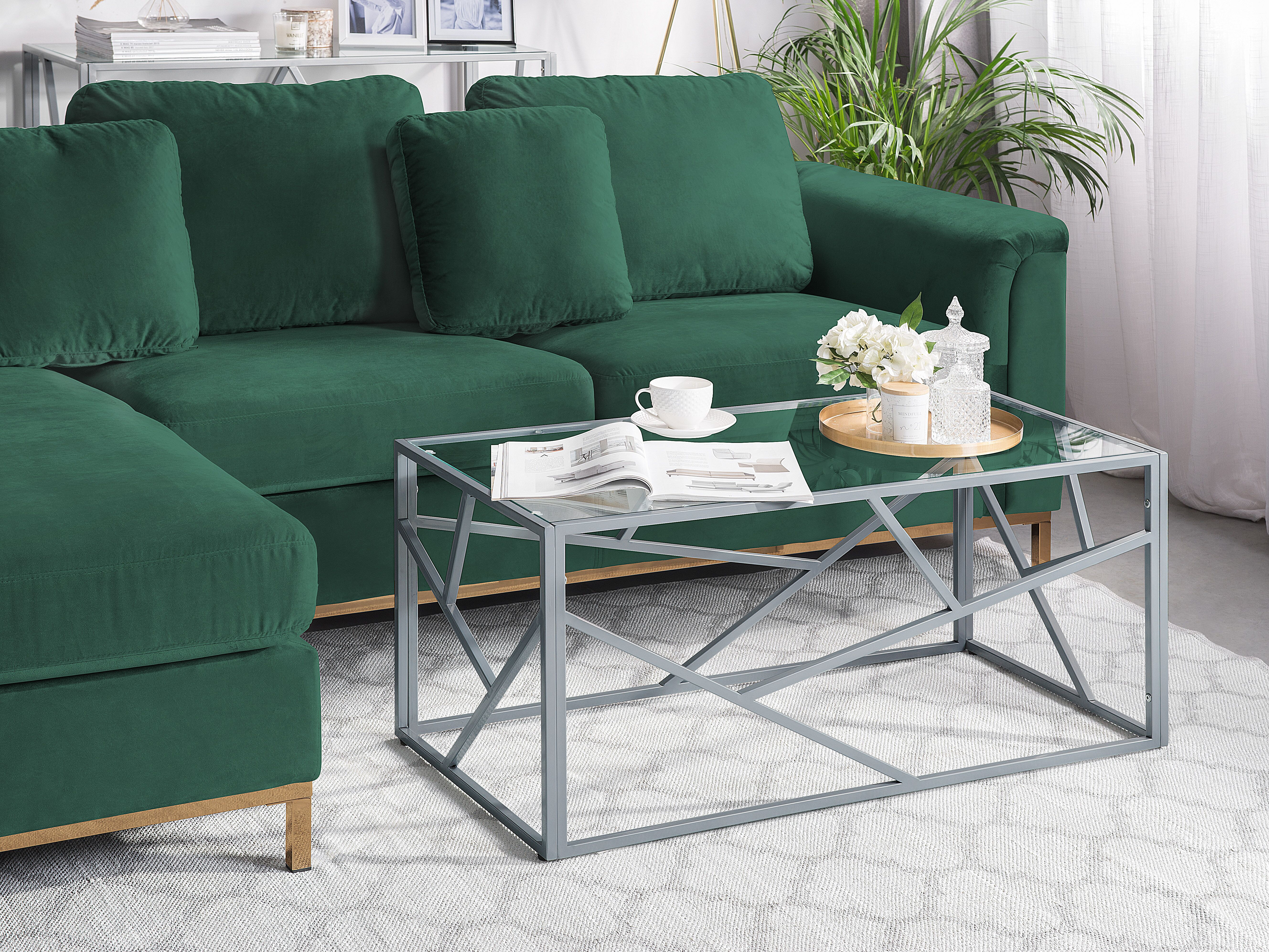 Coffee Table ORLAND Glass Silver