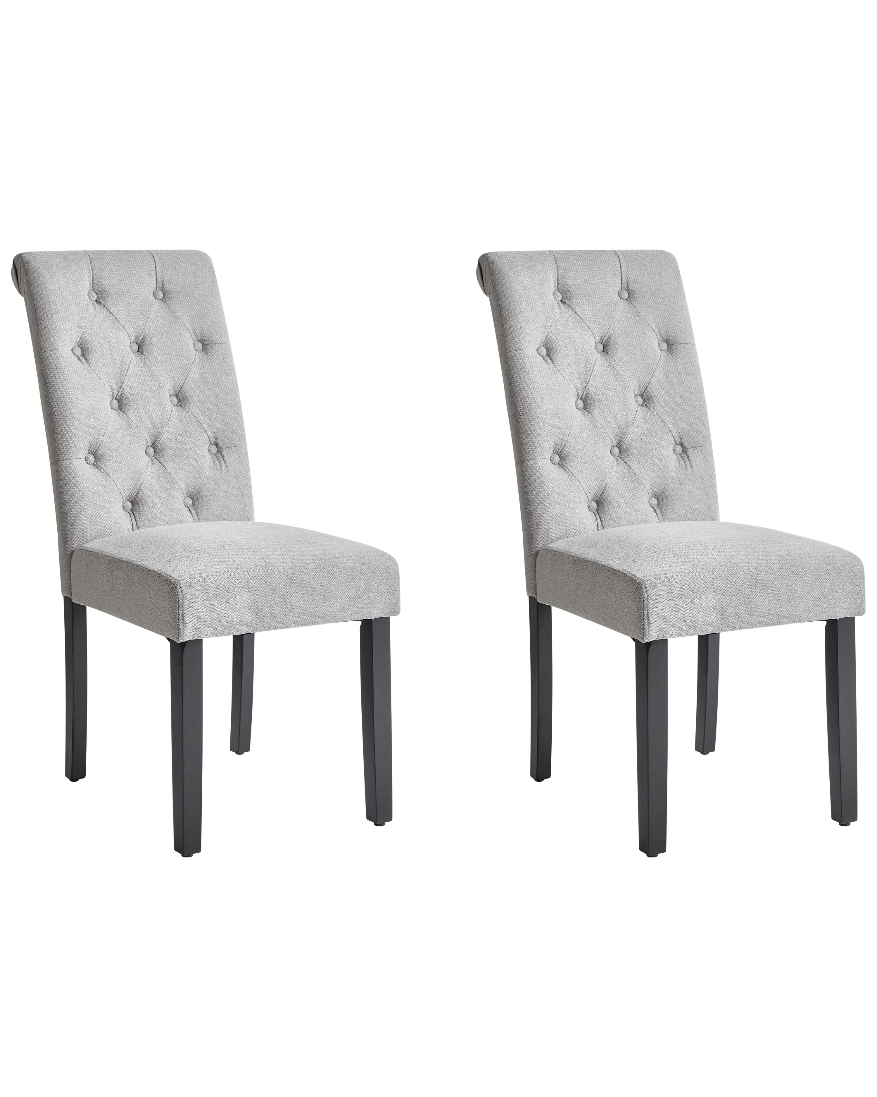 Set of 2 Dining Chairs VELVA Fabric Grey