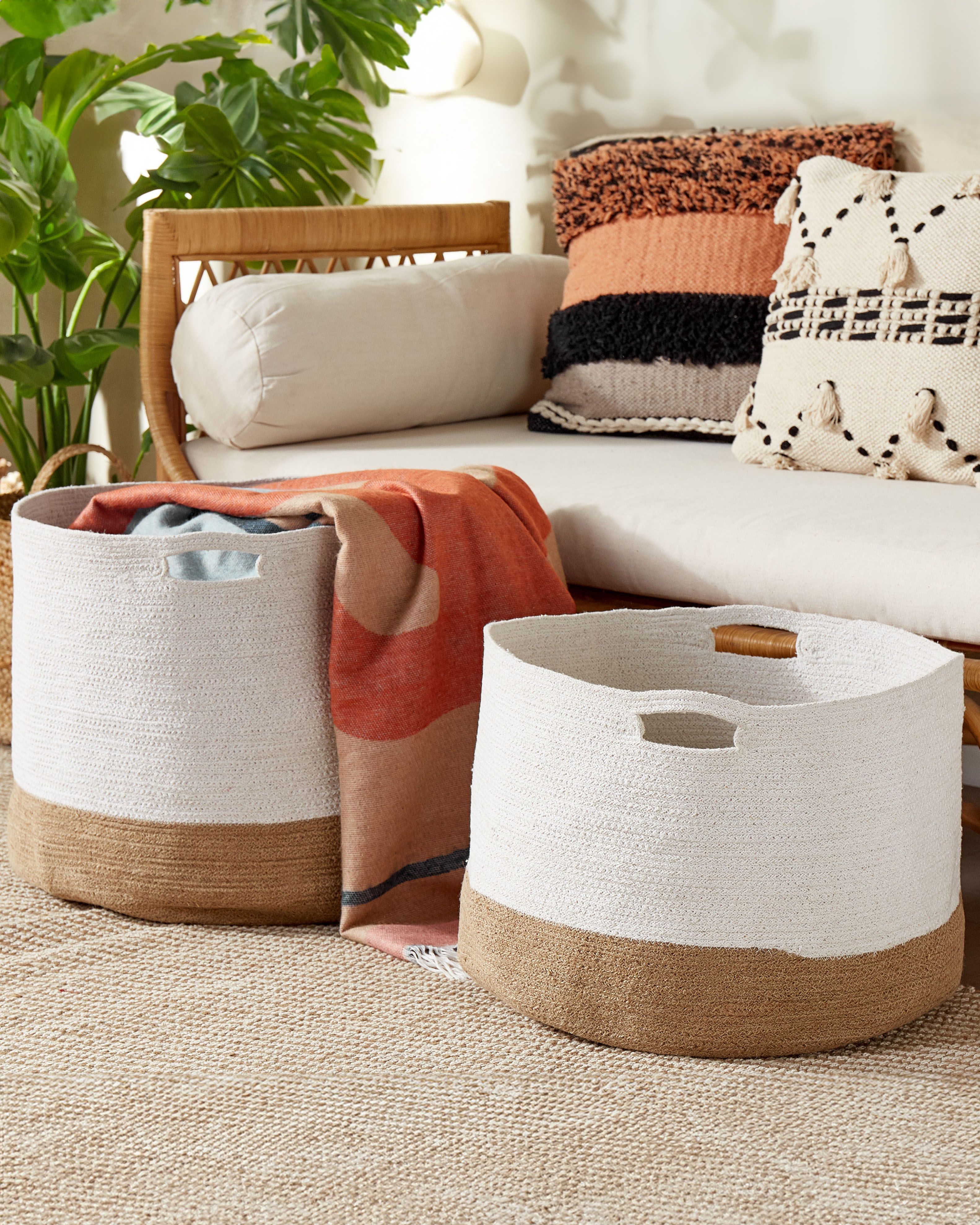 Set of 2 Baskets KAHAN Cotton White