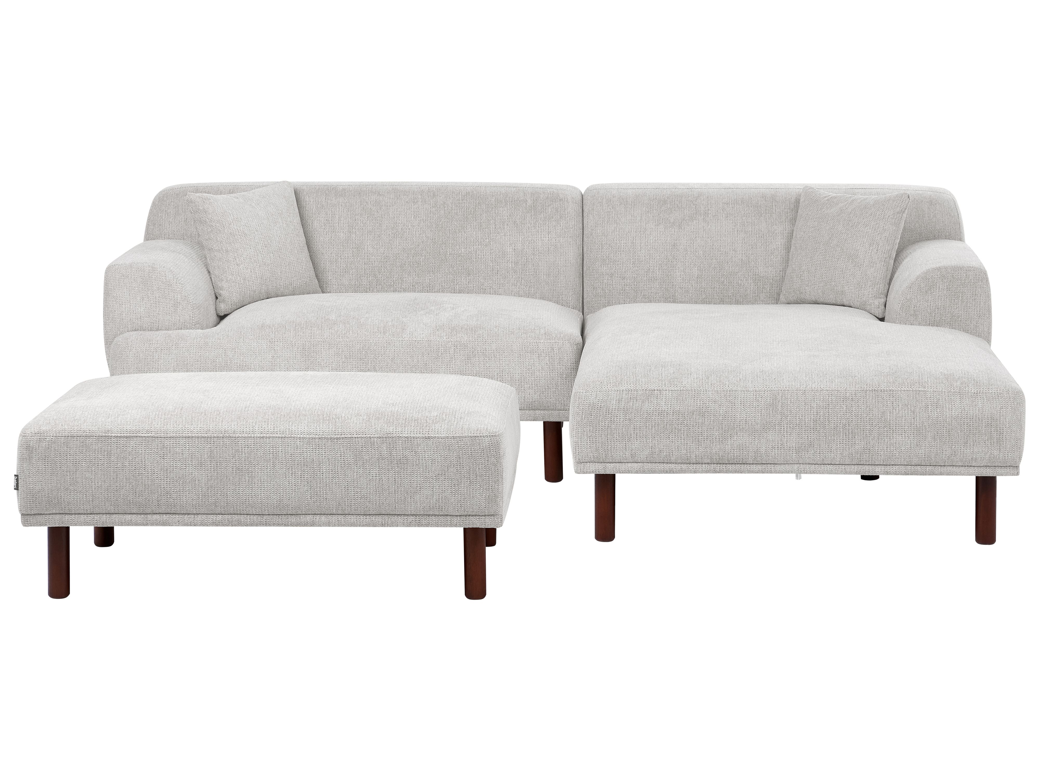 Corner Sofa 3 Seater HOLT Fabric Light Grey with Ottoman Left Hand