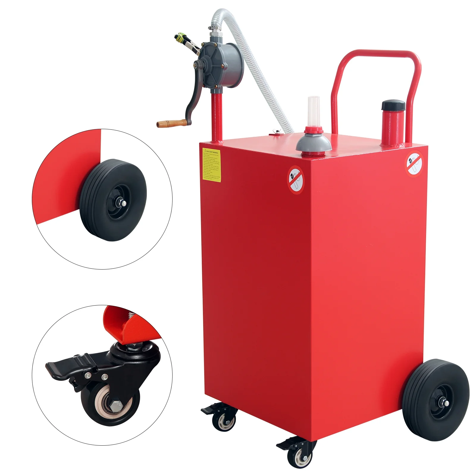 Pinypikaka 45 Gallon Portable Fuel Caddy Transfer Fluid Diesel Storage Tank Container, Large Gasoline Diesel Can with Fuel Transfer Rotary Hand Pump Wheels for Boat ATV Oil Car Motorcycle