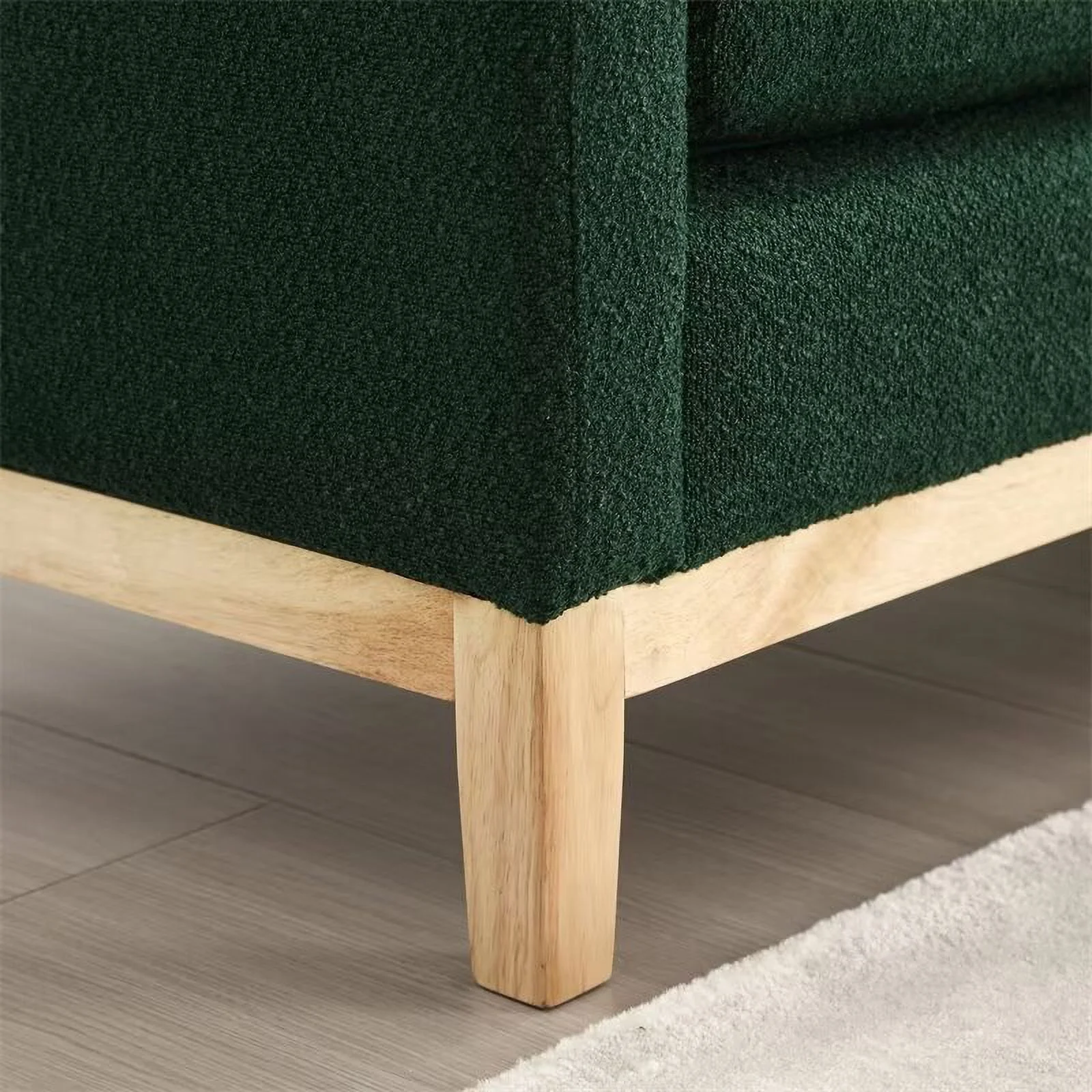 End of Bed Bench, 53.5" Boucle Fabric Upholstered Entryway Bench with Wood Legs & Bolster Pillows, Rolled Arm Cushioned Ottoman Foot Rest Long Stool Window Extra Seating for Bedroom, Ivory - Image 27