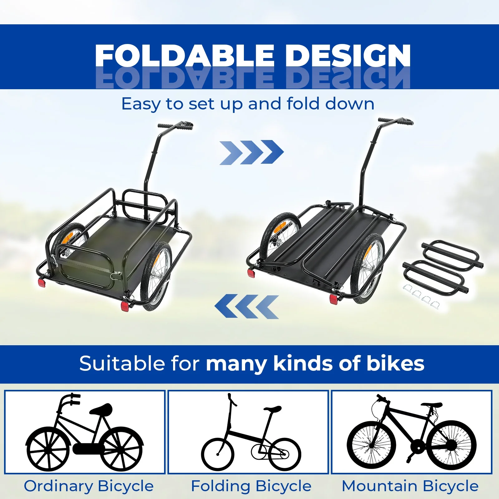 Kojem Foldable Two-Wheels Cargo Trailer Bicycle, Black - Image 5