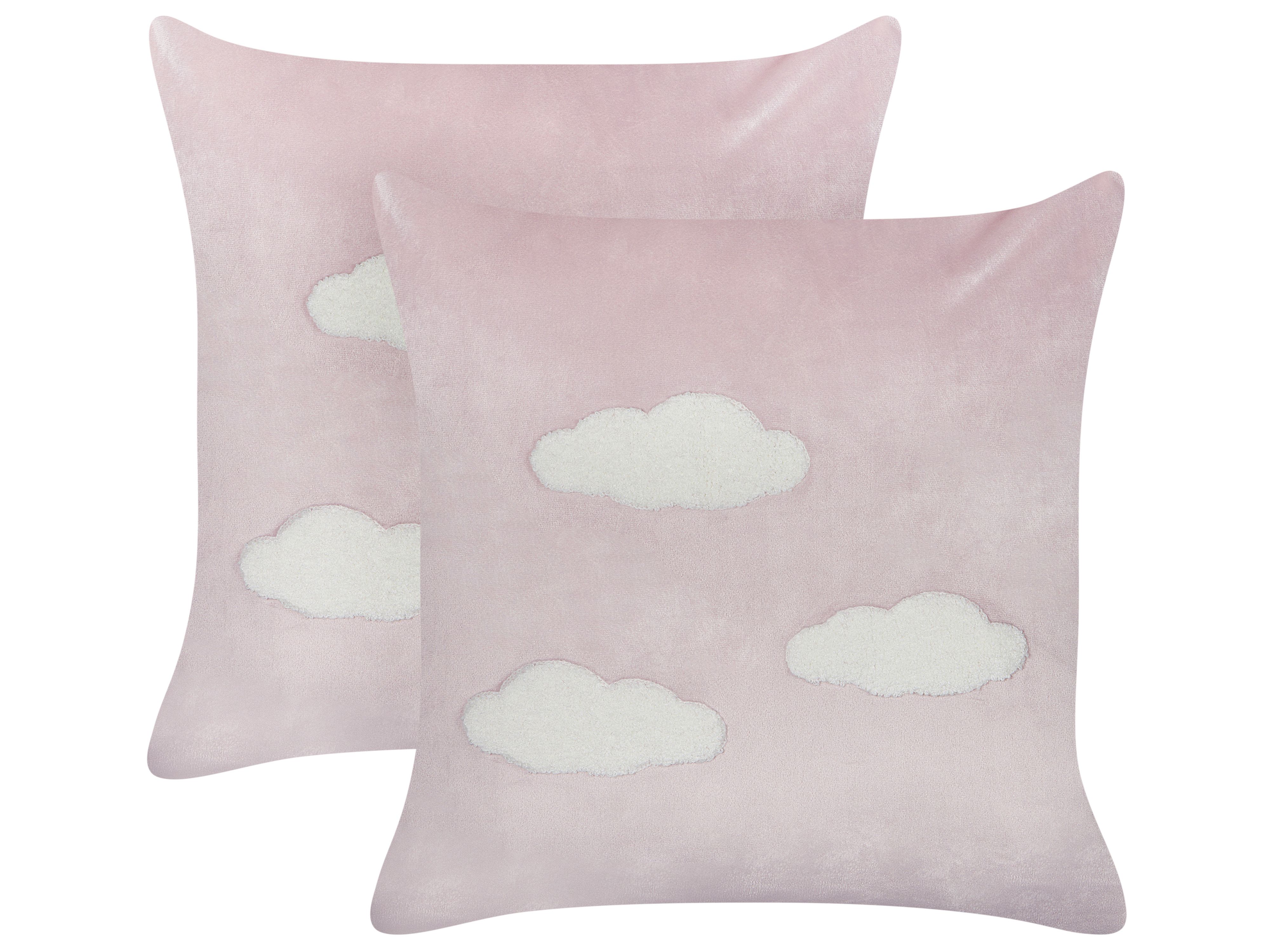 Set of 2 Decorative Cushions IPOMEA Velvet 45 x 45 cm Pink