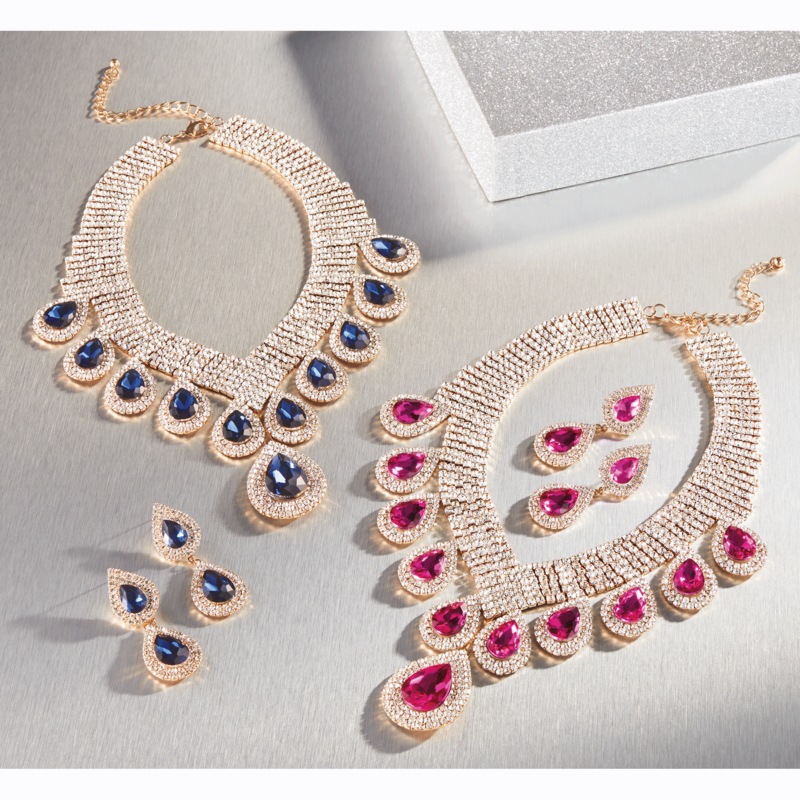 Crystal Pear-Drop Necklace and Earring Set - MIDNIGHT VELVET CATALOG