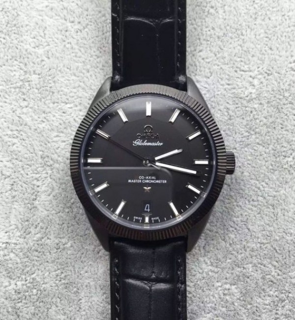 Replica Omega Globemaster Master DLC Black Dial Leather Strap A8900 - Top club