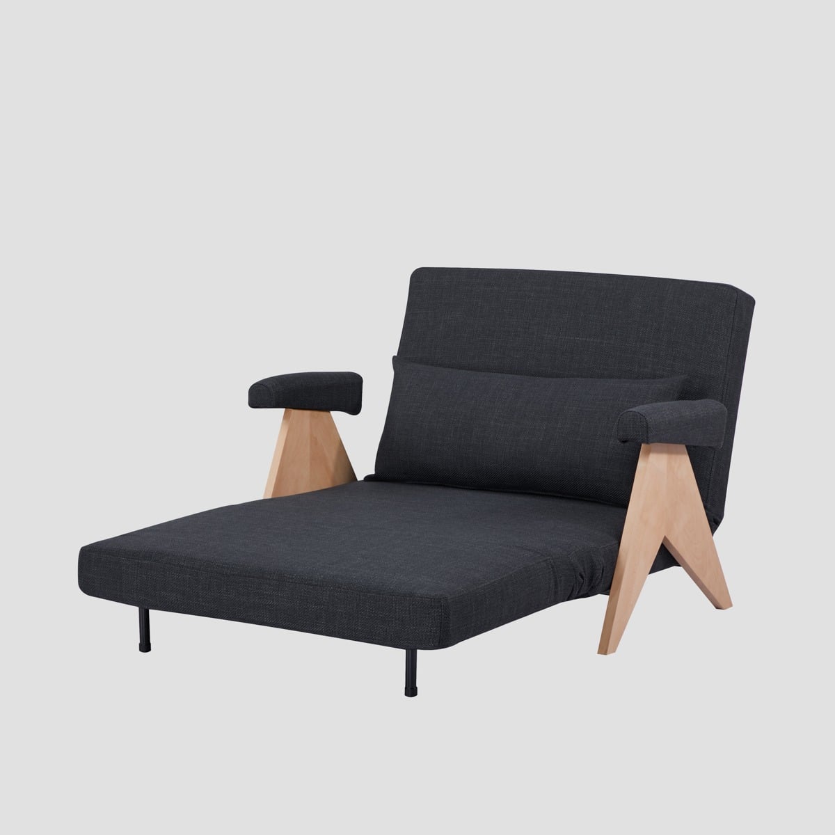 Sofa CALORE 1-osobowa, z funkcją spania ciemnoszara 117x90x82 cm