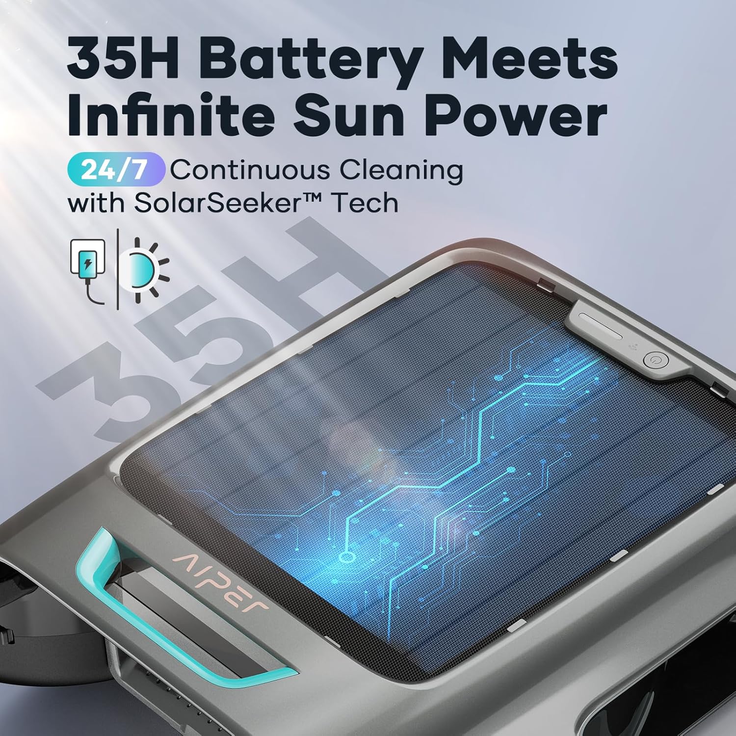 AIPER Solar Pool Skimmer, Gray - Surfer S2 - Image 3 AIPER Solar Pool Skimmer, Gray - Surfer S2 - Image 3