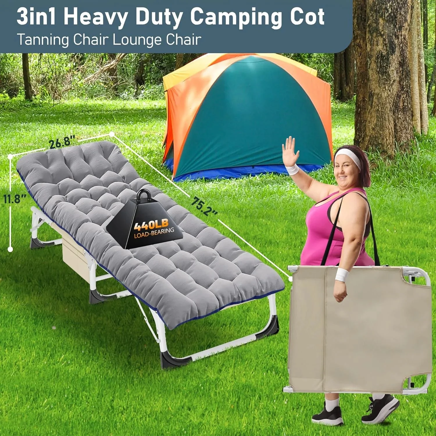 Slsy 5-Position Adjustable Folding Lounge Chair And Cot - 75.2" x 25.6" x 11.8" - Image 136 Slsy 5-Position Adjustable Folding Lounge Chair And Cot - 75.2" x 25.6" x 11.8" - Image 136