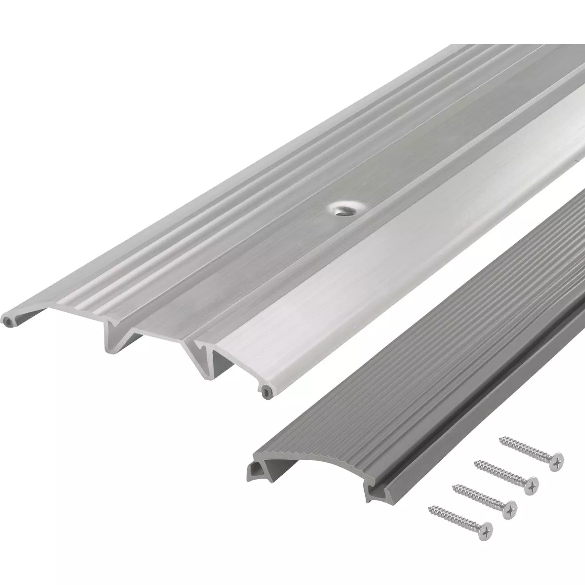 M-D Building Products 3-3/4 In. x 3/4 In. x 32 In. Silver Aluminum and Vinyl Heavy-Duty Low-Profile Threshold