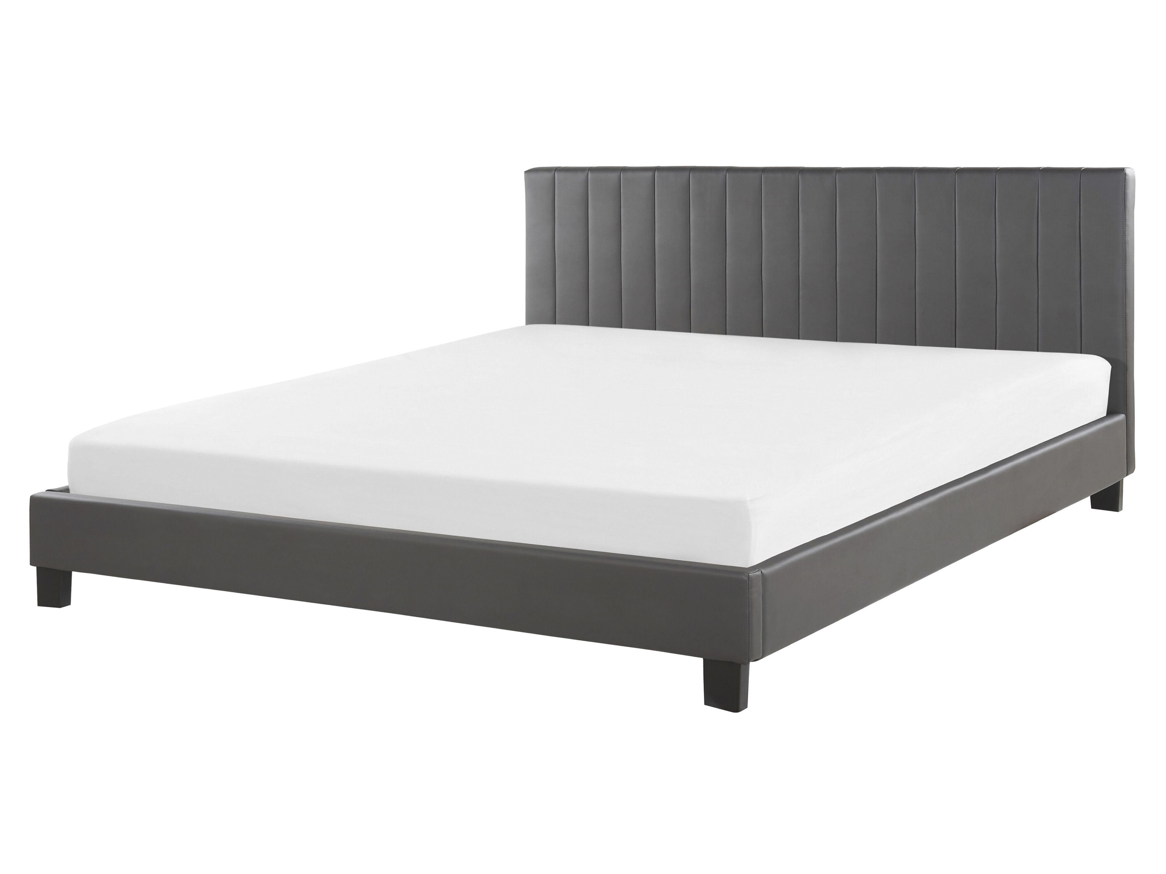Bed Faux Leather POITIERS 160 x 200 cm (EU King Size) Grey