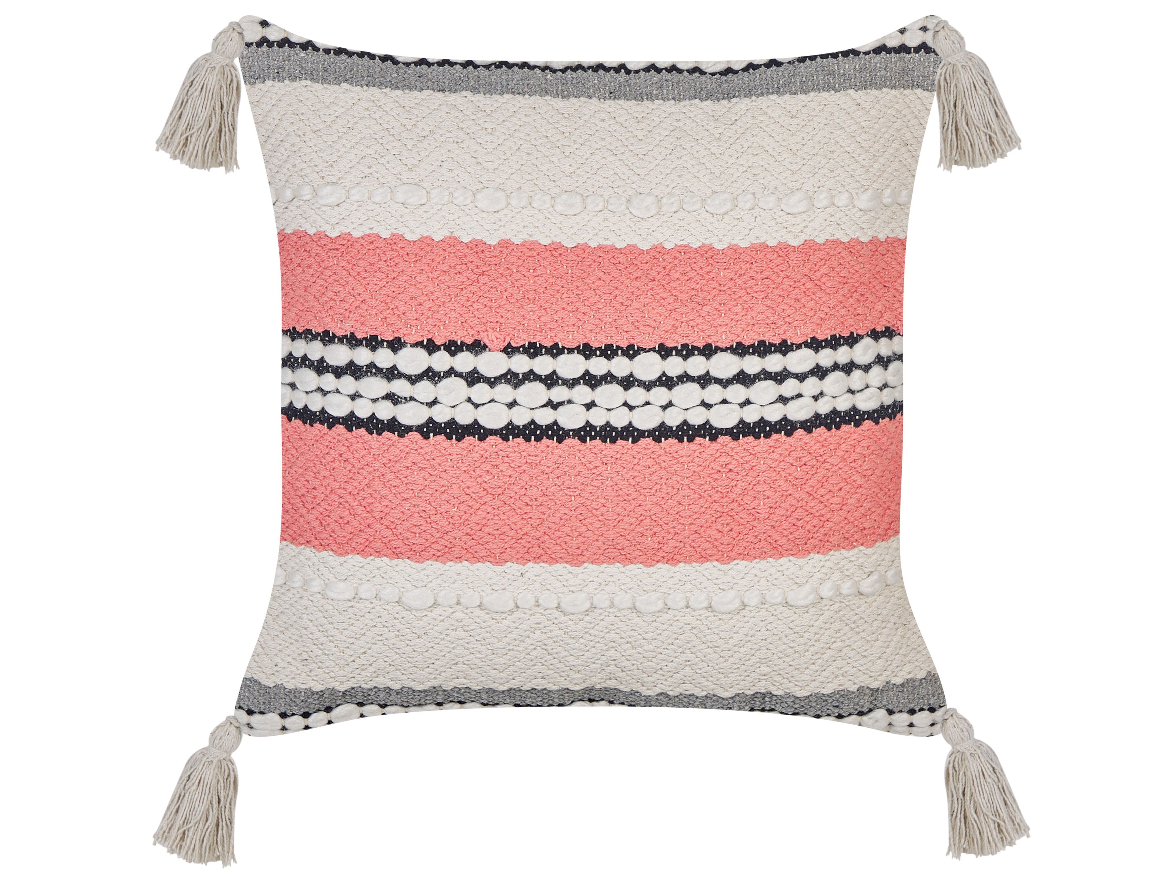 Throw Cushion EUPHORBIA Cotton 45 x 45 cm Beige Striped