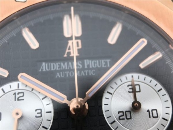 Replica Audemars Piguet Royal Oak Chronograph RG JHF Black/White Dial RG Bracelet A7750 - Top club