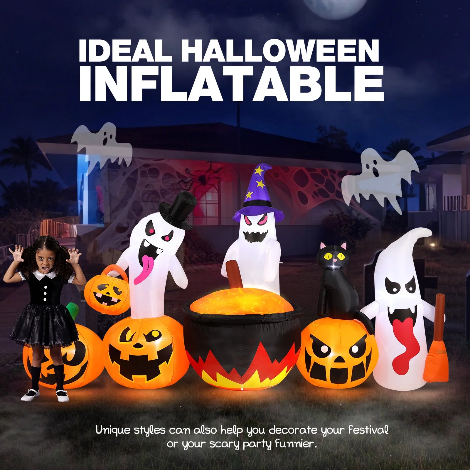 Ayieyill 8.5FT Halloween Inflatables Pumpkin Ghost Family with Built-in LED Lights, Halloween Blow up Yard Decorations - Image 4 Ayieyill 8.5FT Halloween Inflatables Pumpkin Ghost Family with Built-in LED Lights, Halloween Blow up Yard Decorations - Image 4