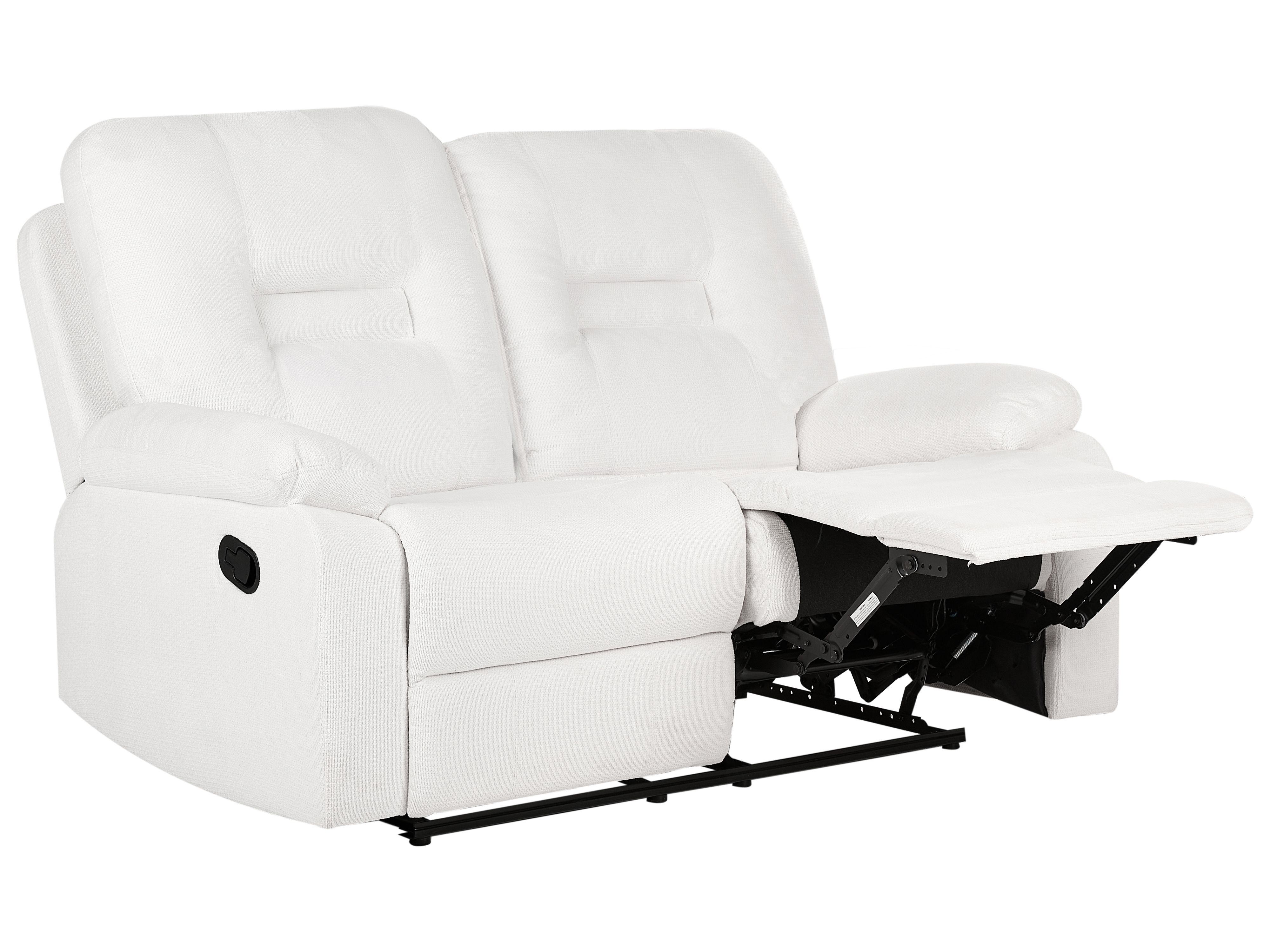 Manual Recliner Sofa 2 Seater BERGEN Fabric White