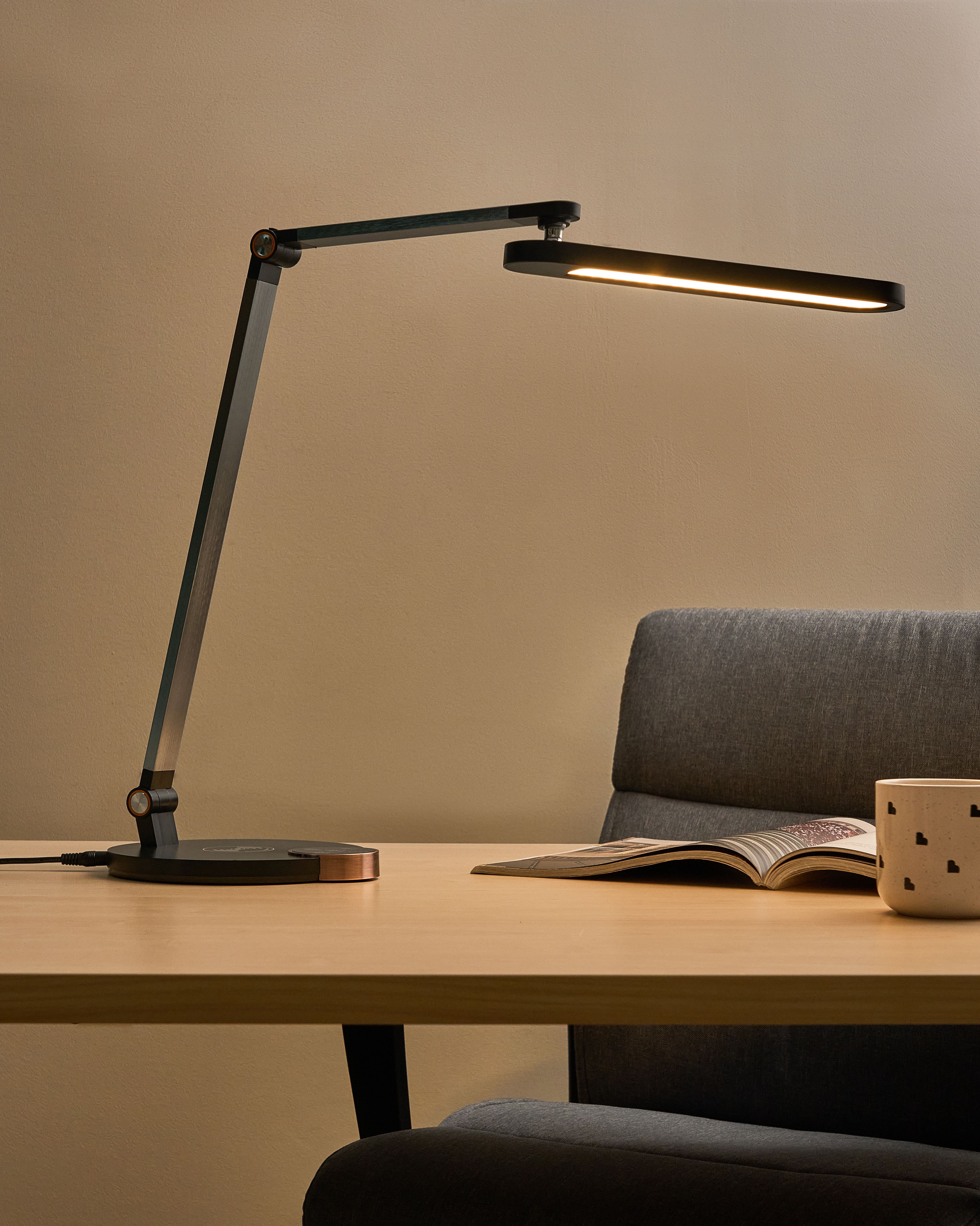 LED Desk Lamp CAROY with Wireless Charger Black