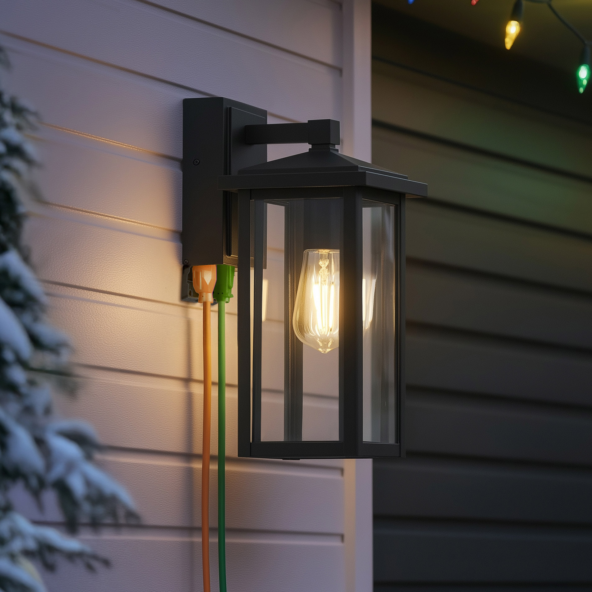 Globe Electric 14' Matte Black Outdoor Wall Light with GFCI Outlet - Image 6