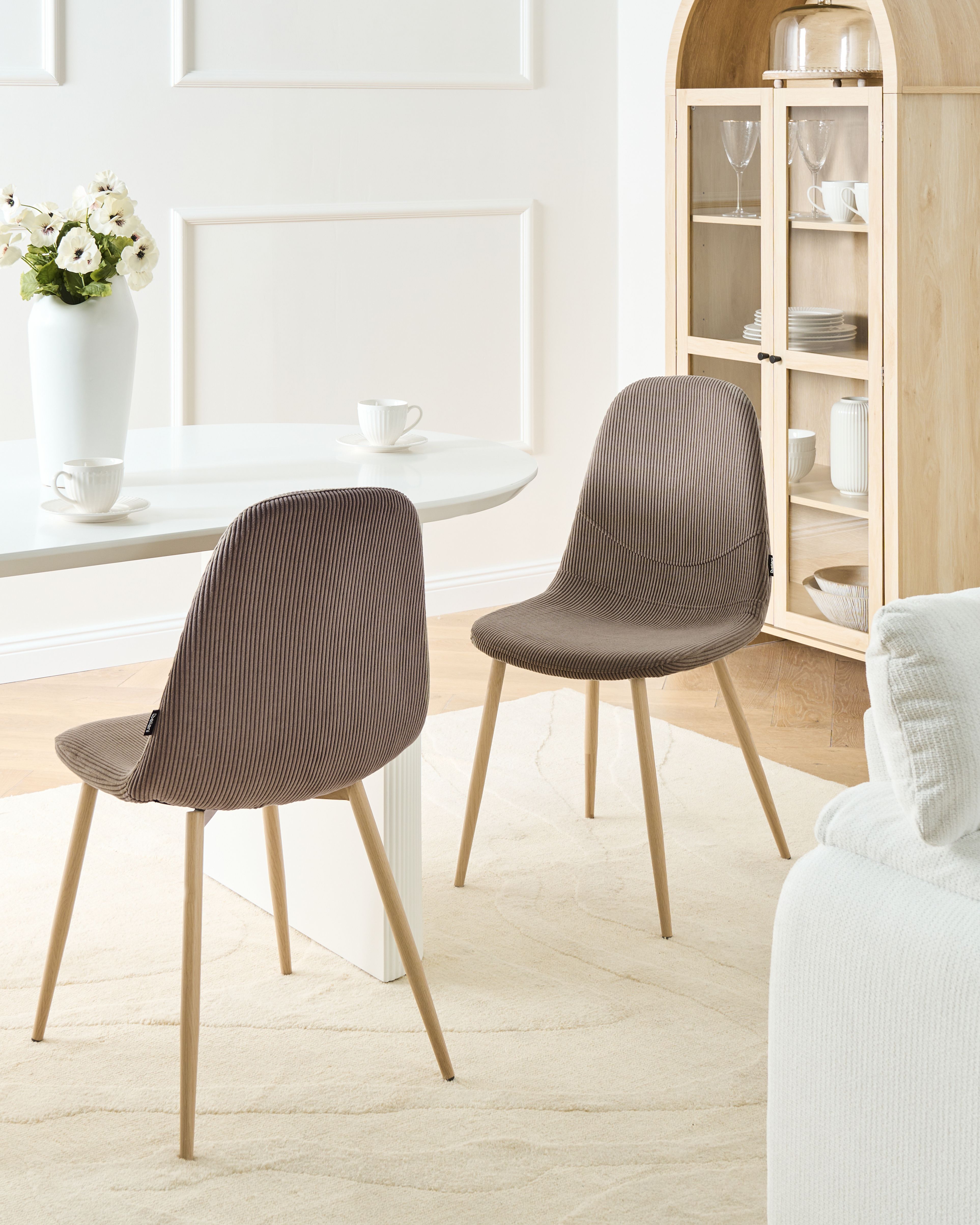 Set of 2 Dining Chairs HILDEN Corduroy Taupe