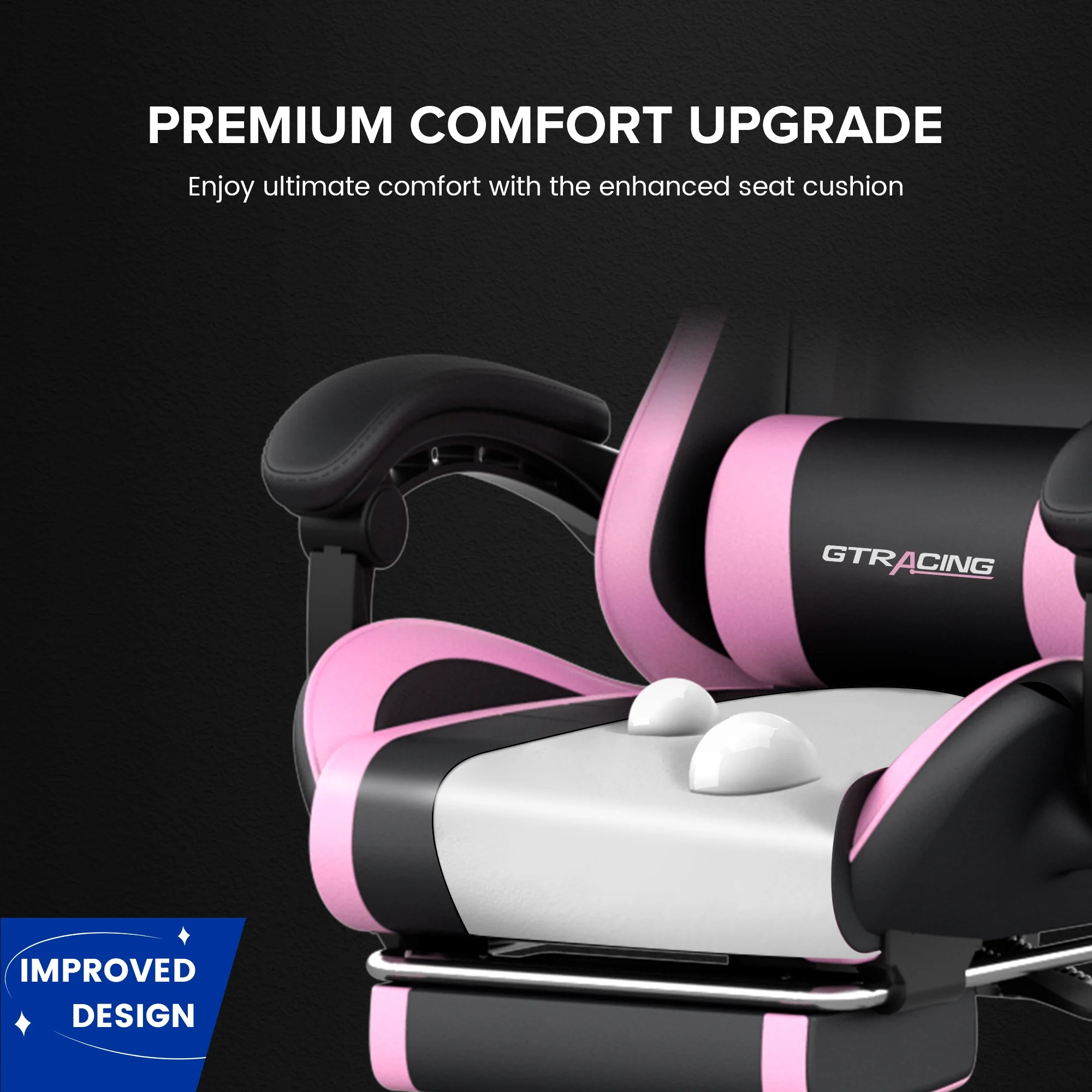 GTRACING GTWD-200 Ergonomic Gaming Chair with Adjustable Pillows and Footrest , White - Image 33