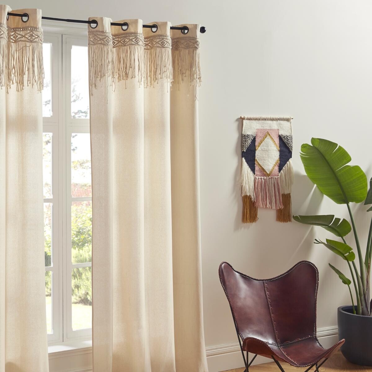 Curtain Rituality", macram&eacute; Beige, 140x260 cm