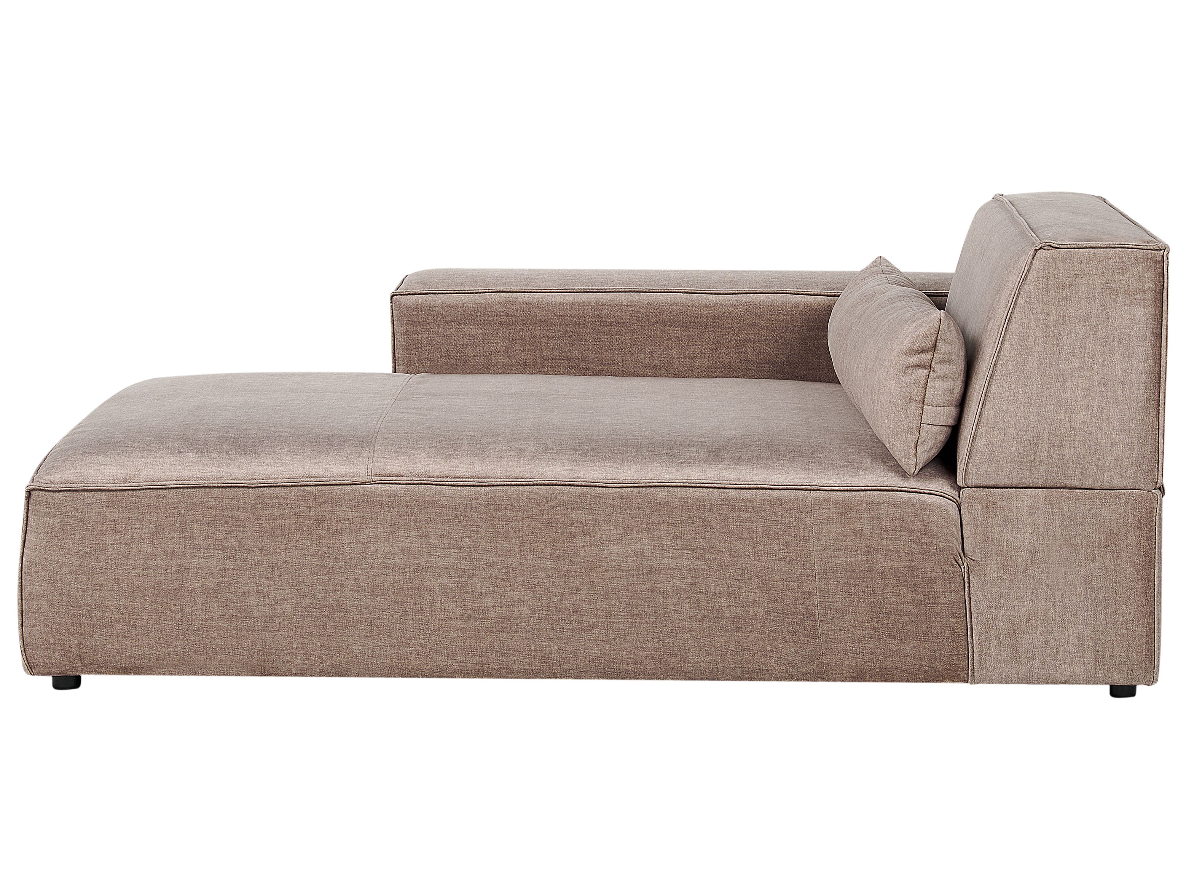 Right-Hand Chaise Lounge HELLNAR Fabric Light Brown