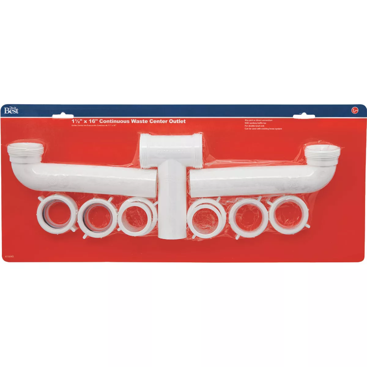 Do it Best 1-1/2 In. x 16 In. White Polypropylene Center Outlet Waste