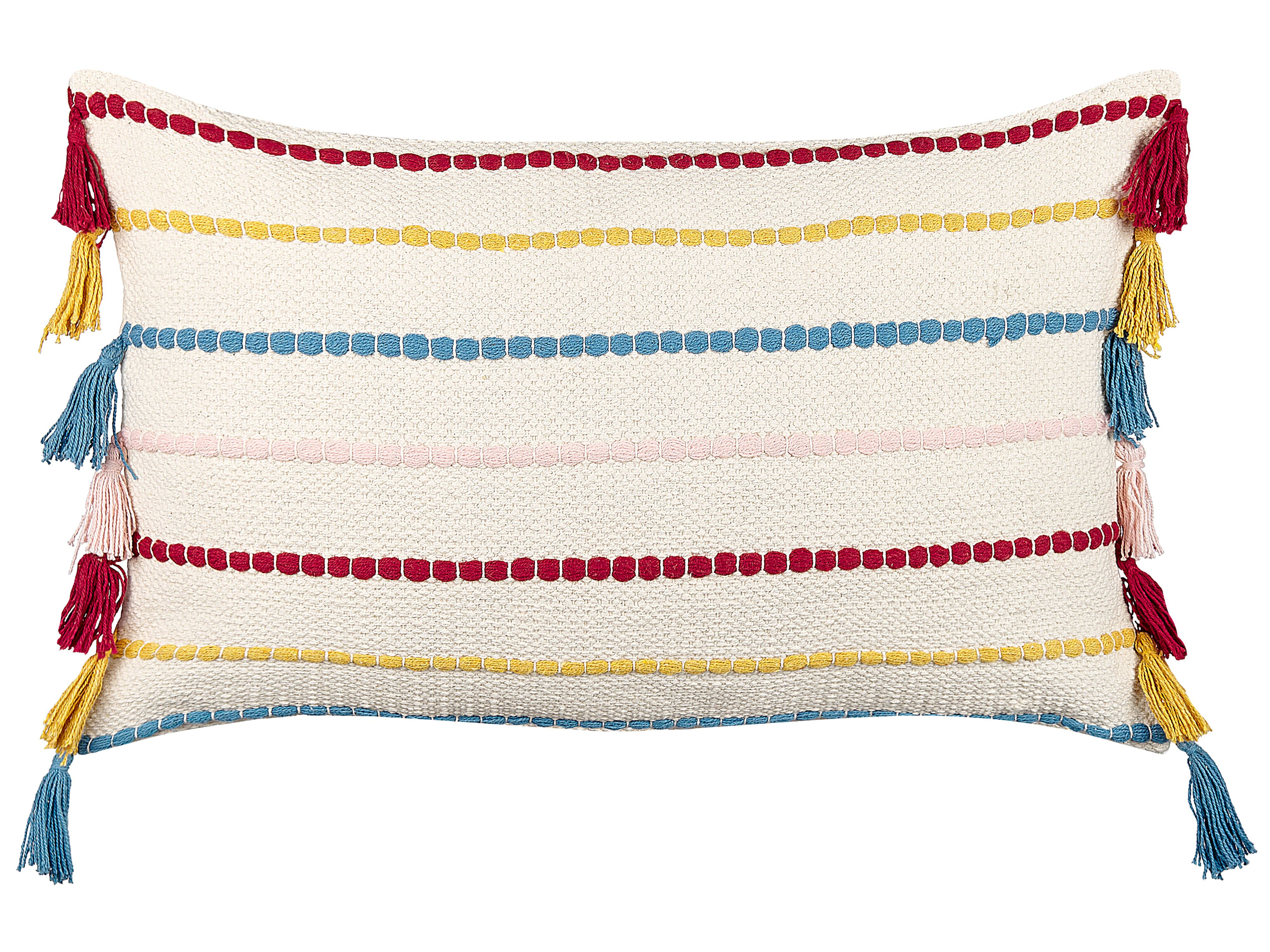 Throw Cushion AGAVE Cotton 40 x 60 cm Light Beige Striped