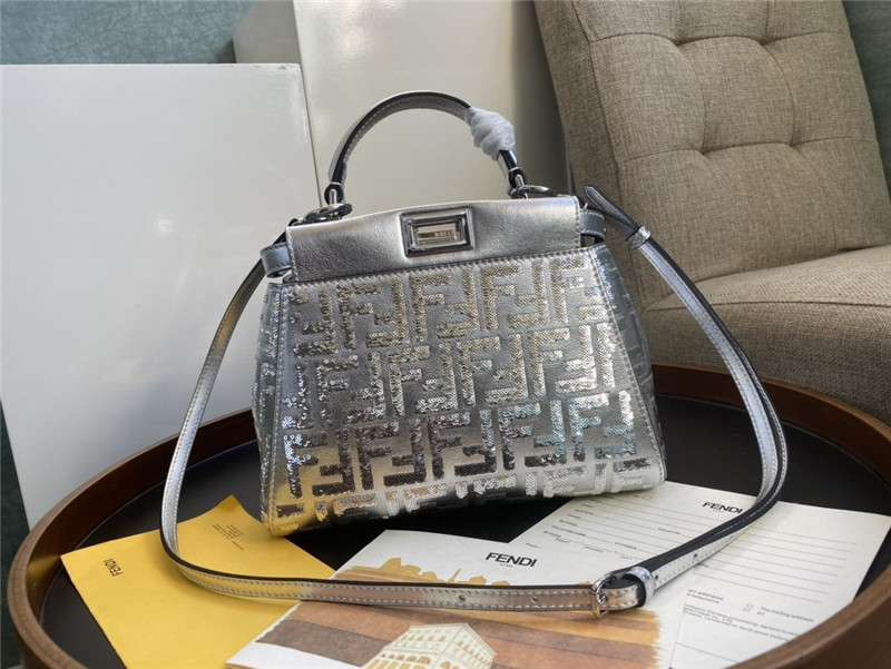 Fendi peekaboo mini silver Shoulder Bag - Replicaclubs