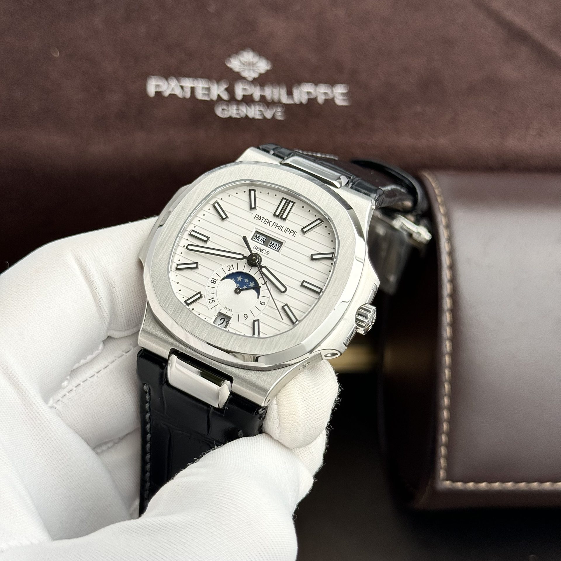 Patek Philippe Rep 11 Watch Nautilus 5726 Men s Leather Strap Factory GR 40.5mm - Top club