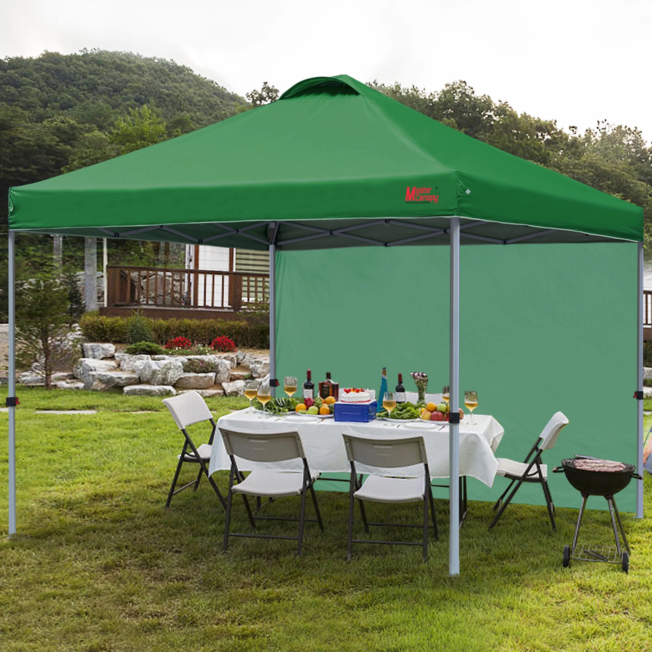 MASTERCANOPY 10' x 10' Easy Pop-up Canopy Tent Outdoor Shade Shelter with 1 Sidewall, White - Image 25