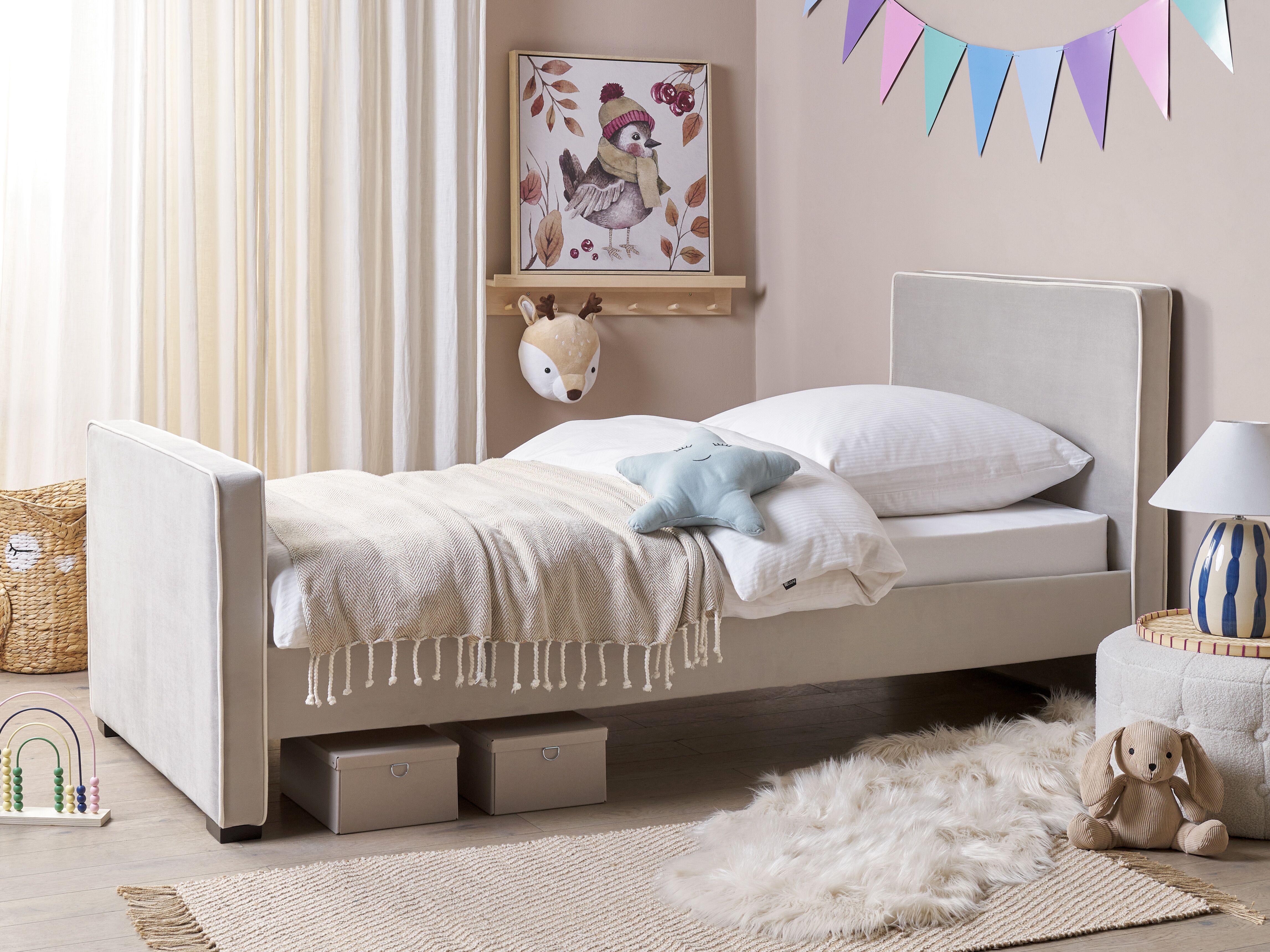 Bed Velvet TEENIE 90 x 200 cm (EU Single) Light Grey