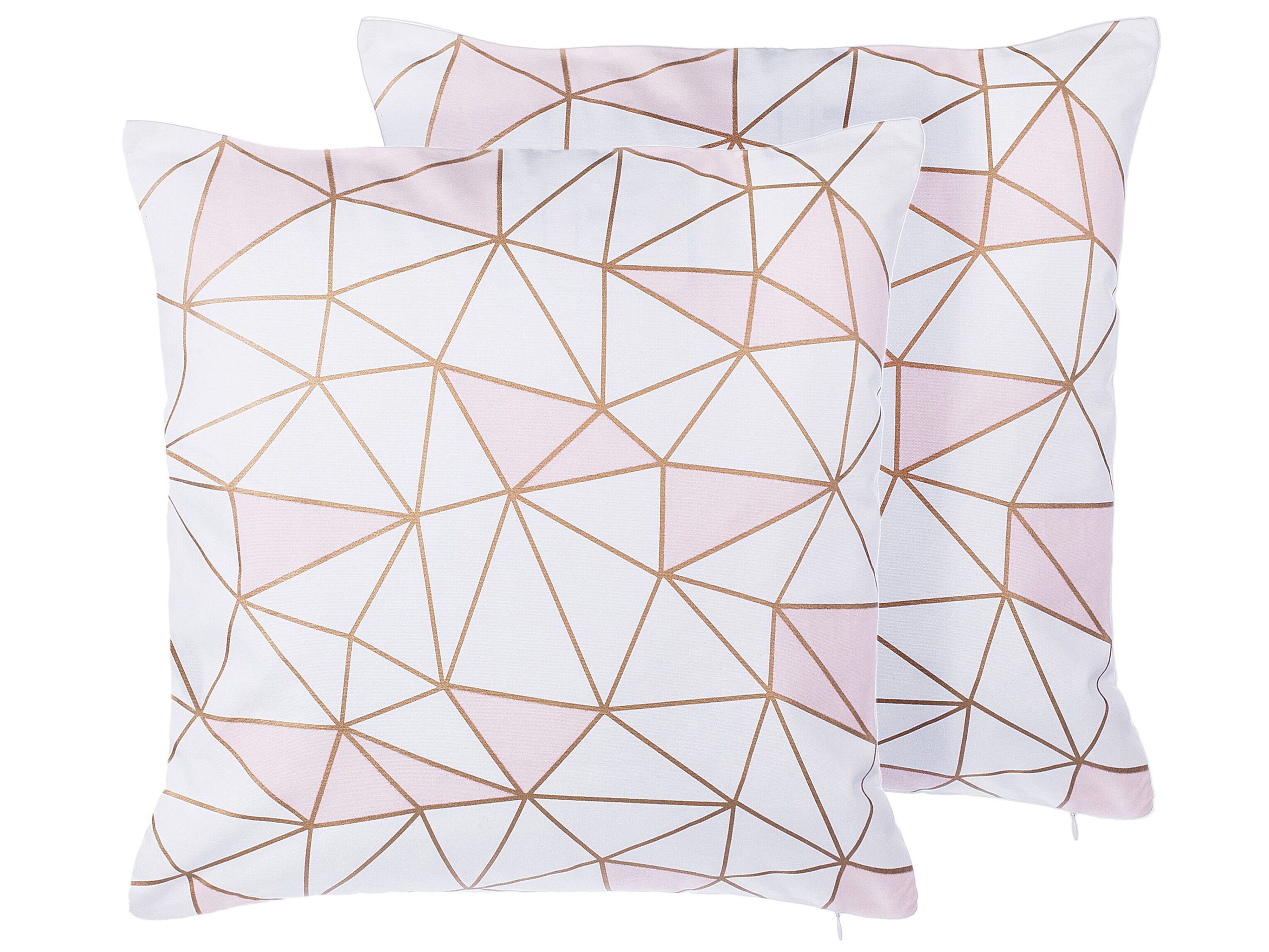 Set of 2 Decorative Cushions CLARKIA Cotton 45 x 45 cm Pink Geometric Pattern