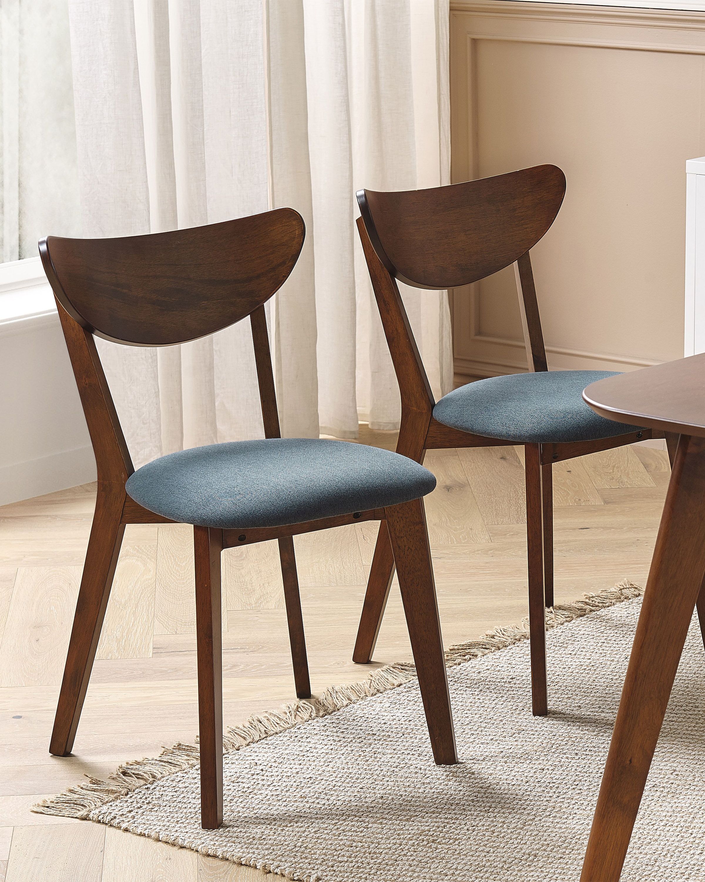 Set of 2 Dining Chairs ERIE Wood Dark Brown/ Grey