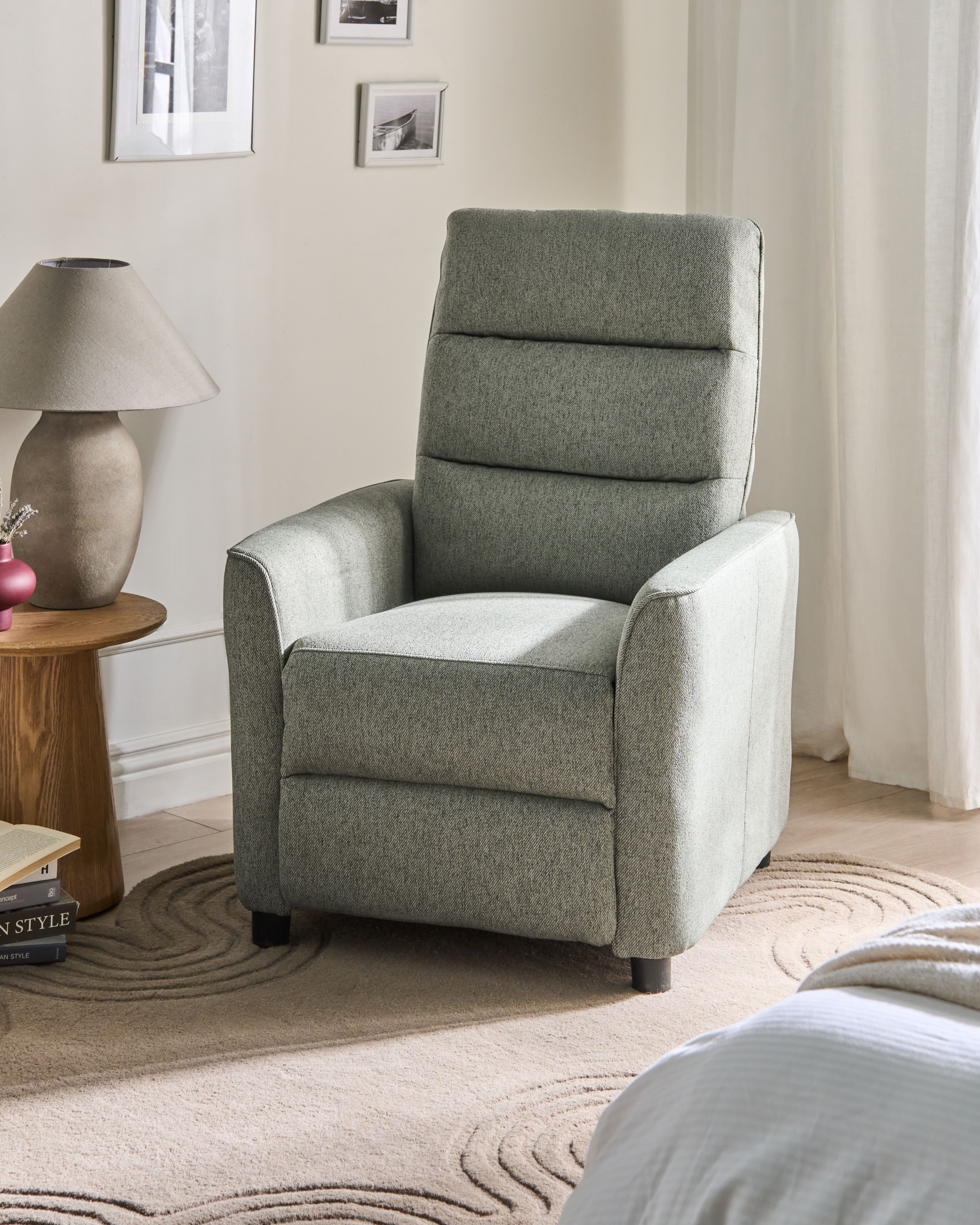 Recliner Chair SANDE with Footrest Fabric Light Green