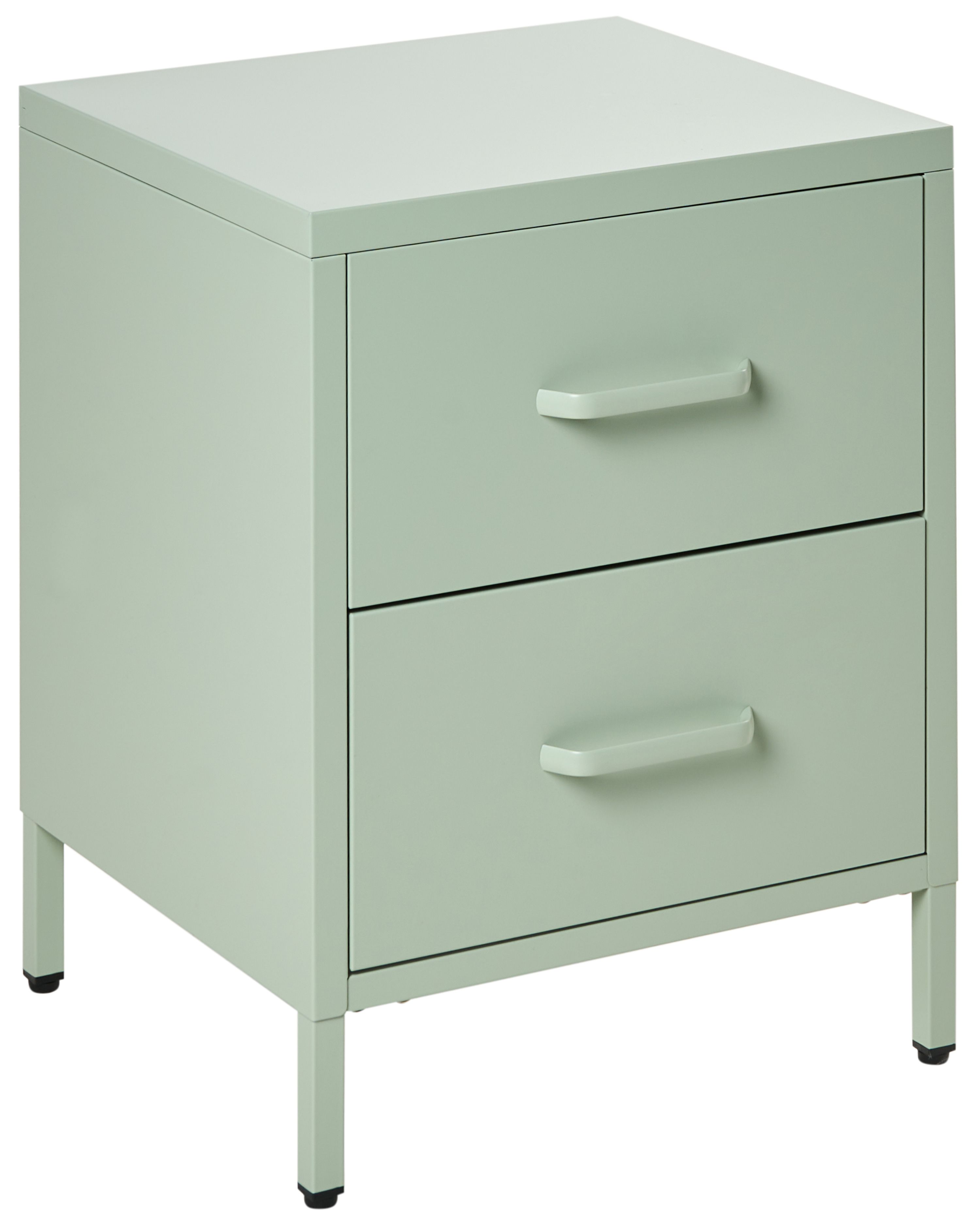 2 Drawer Bedside Table MALAVI Metal Mint Green