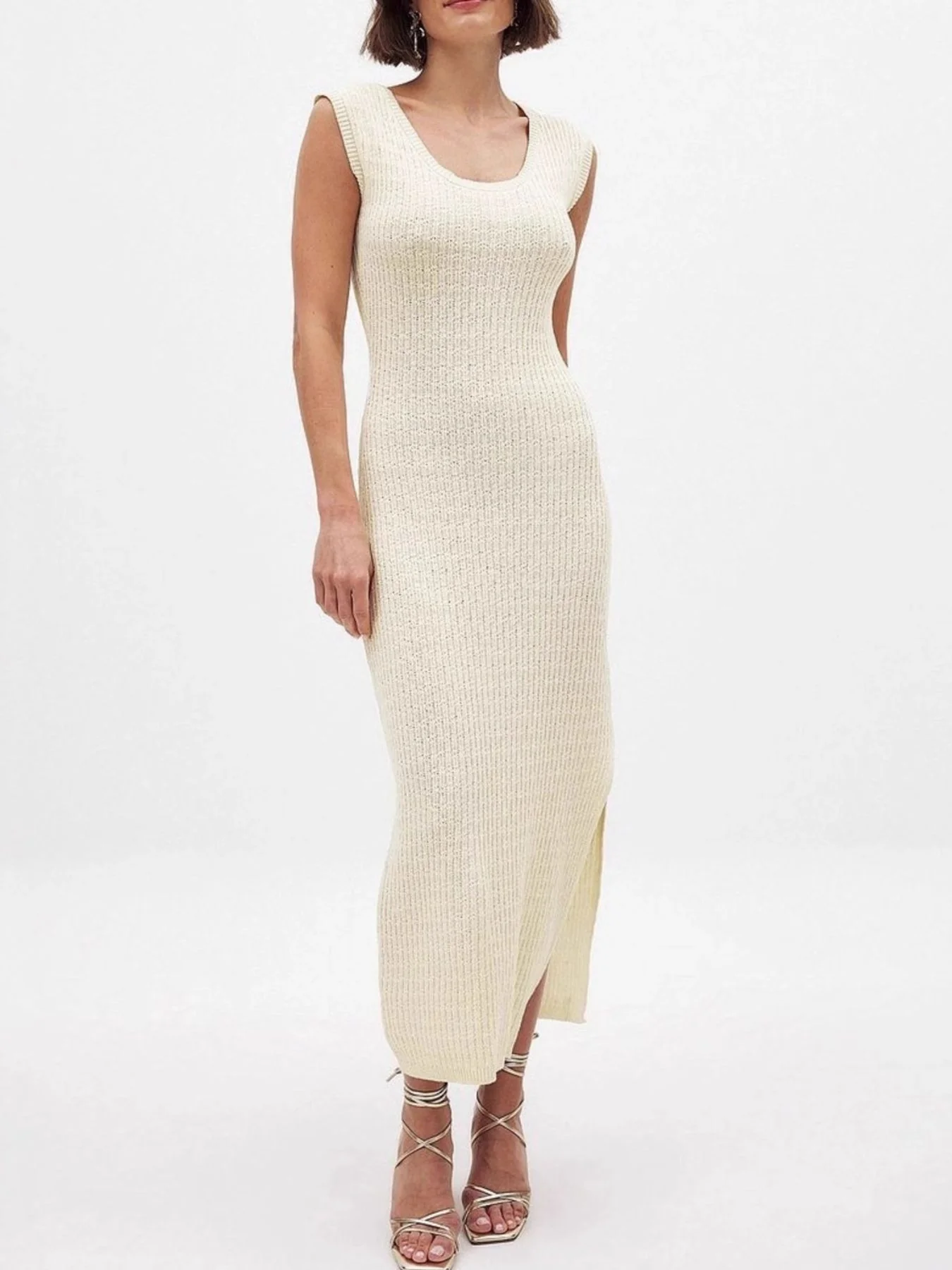Side Slit Sleeveless Midi Knit Dress - ZKZOOK