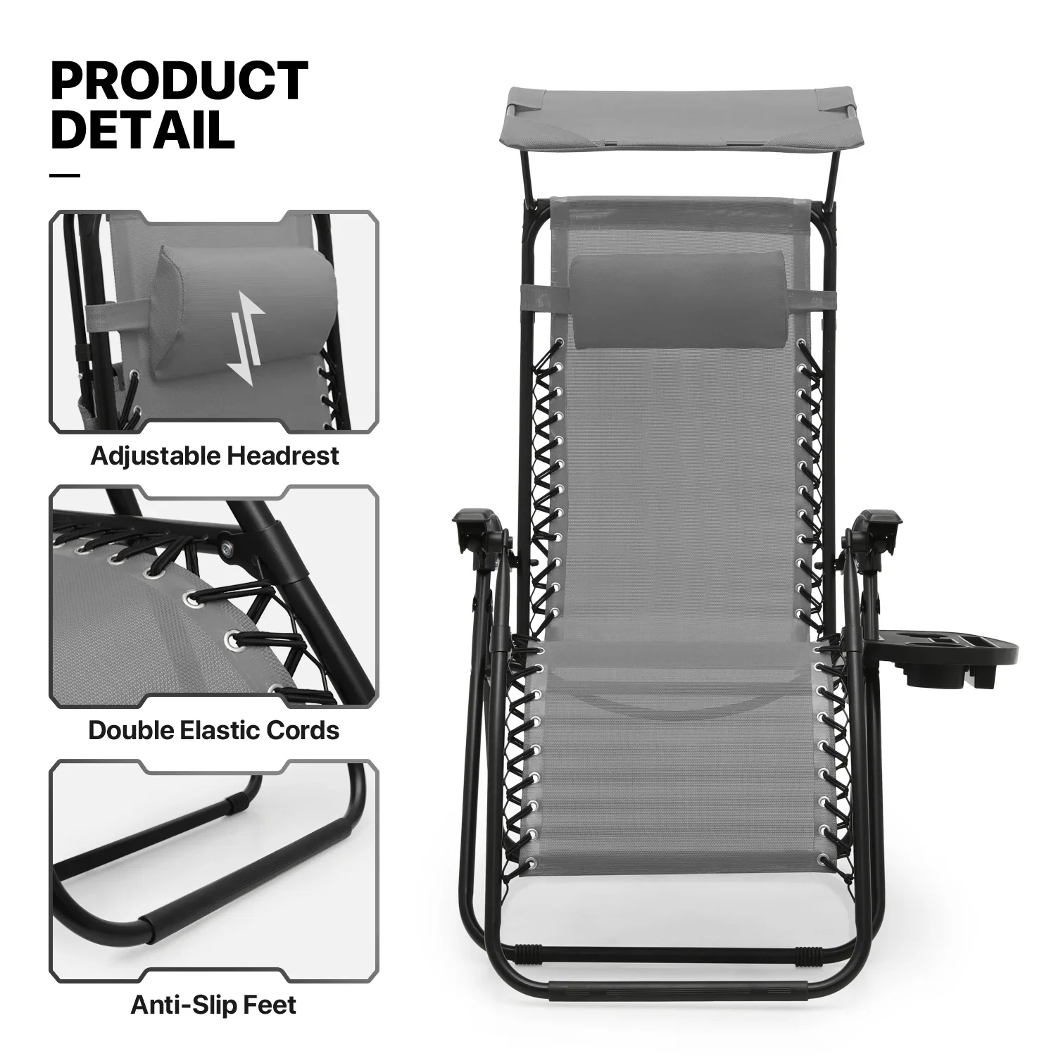 MoNiBloom Zero Gravity Reclining Chairs Set Of 2 With Canopy Shade And Headrest, Black - 330 lbs - Image 99 MoNiBloom Zero Gravity Reclining Chairs Set Of 2 With Canopy Shade And Headrest, Black - 330 lbs - Image 99