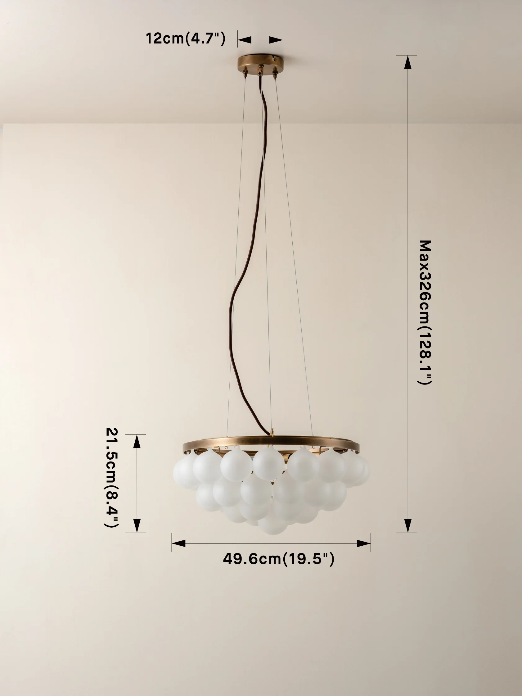Cloudia - 3 Light small white frosted brass chandelier