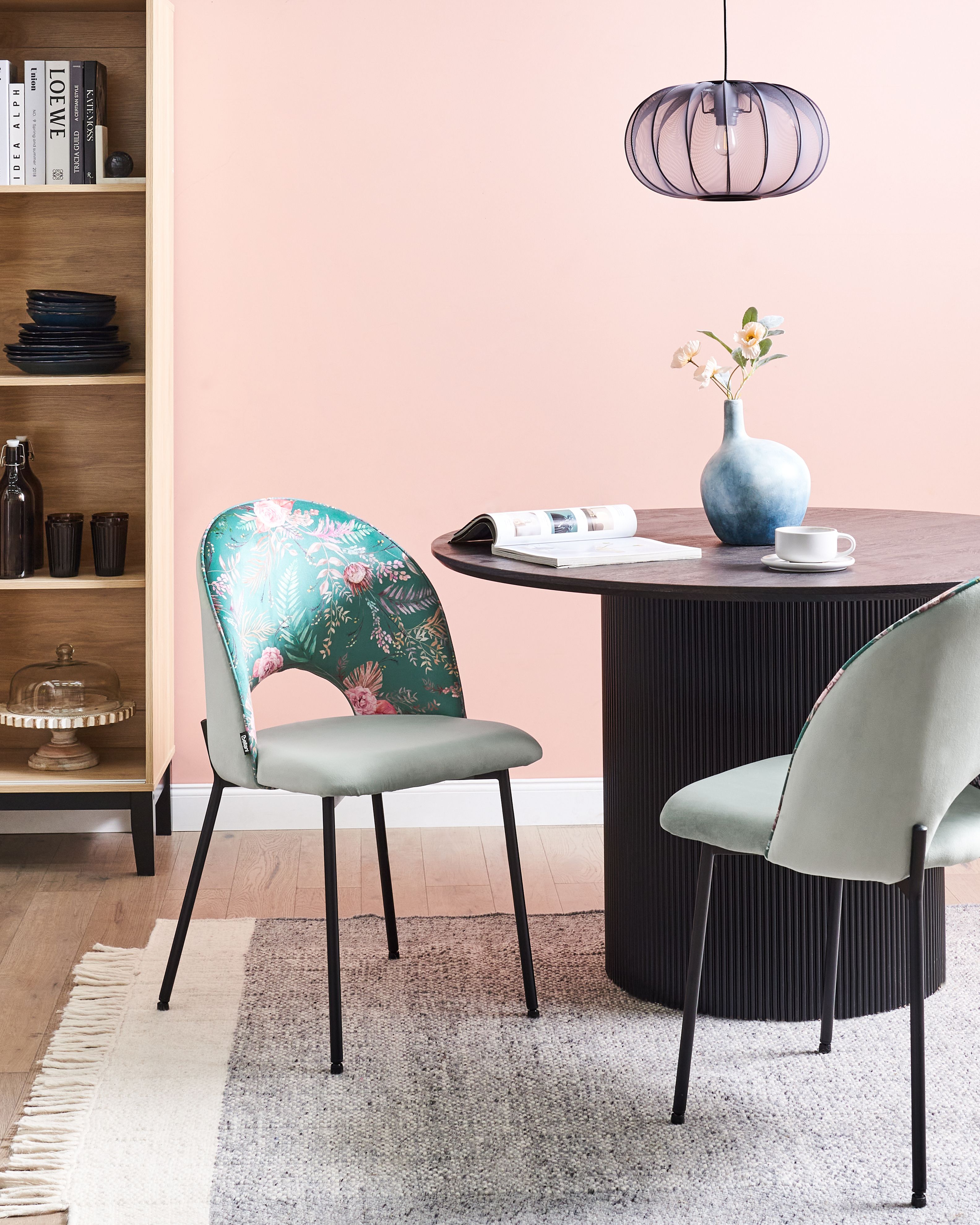 Set of 2 Dining Chairs COVELO Velvet Mint Green