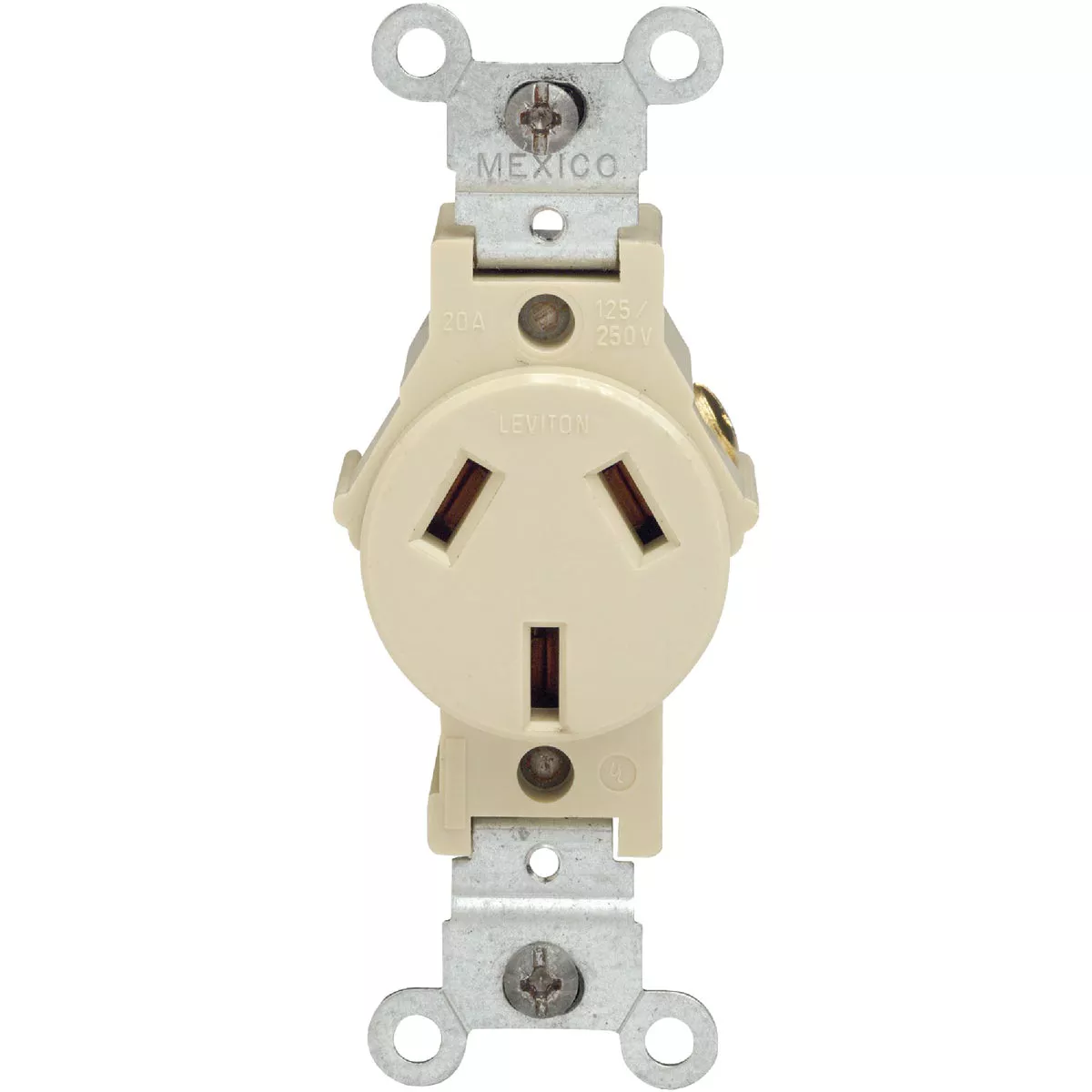 Leviton 20A Ivory Commercial Grade 10-20R Non-Grounding Single Outlet
