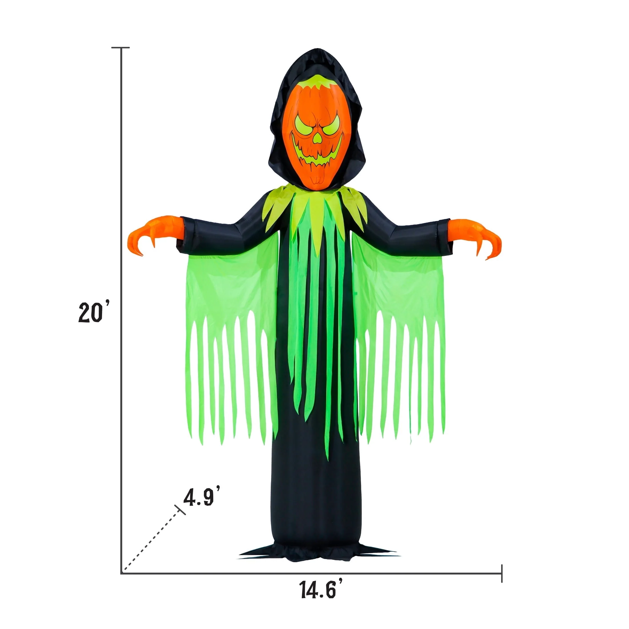 Inferno Pumpkin Reaper Airblown Yard Inflatable, Orange/Green/Black, 20', Halloween by Way To Celebrate - Image 6 Inferno Pumpkin Reaper Airblown Yard Inflatable, Orange/Green/Black, 20', Halloween by Way To Celebrate - Image 6