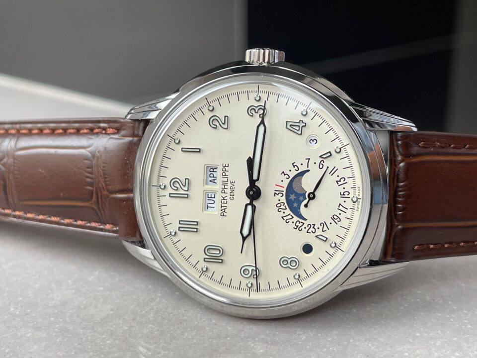 Replica PATEK PHILIPPE Perpetual Calendar 5320G-001 SS GSF 1:1 Best Edition Cream Dial on Brown Leather Strap A324 - Top club