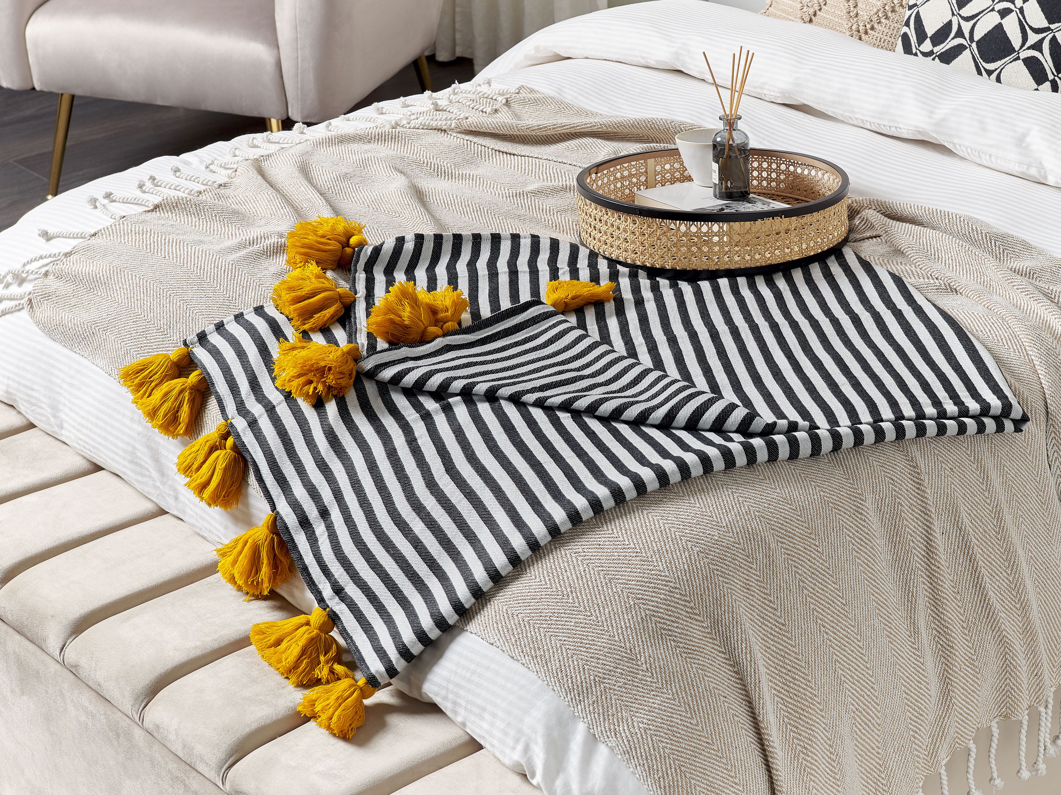 Blanket SUNWAL Fabric 130 x 170 cm Black/ White
