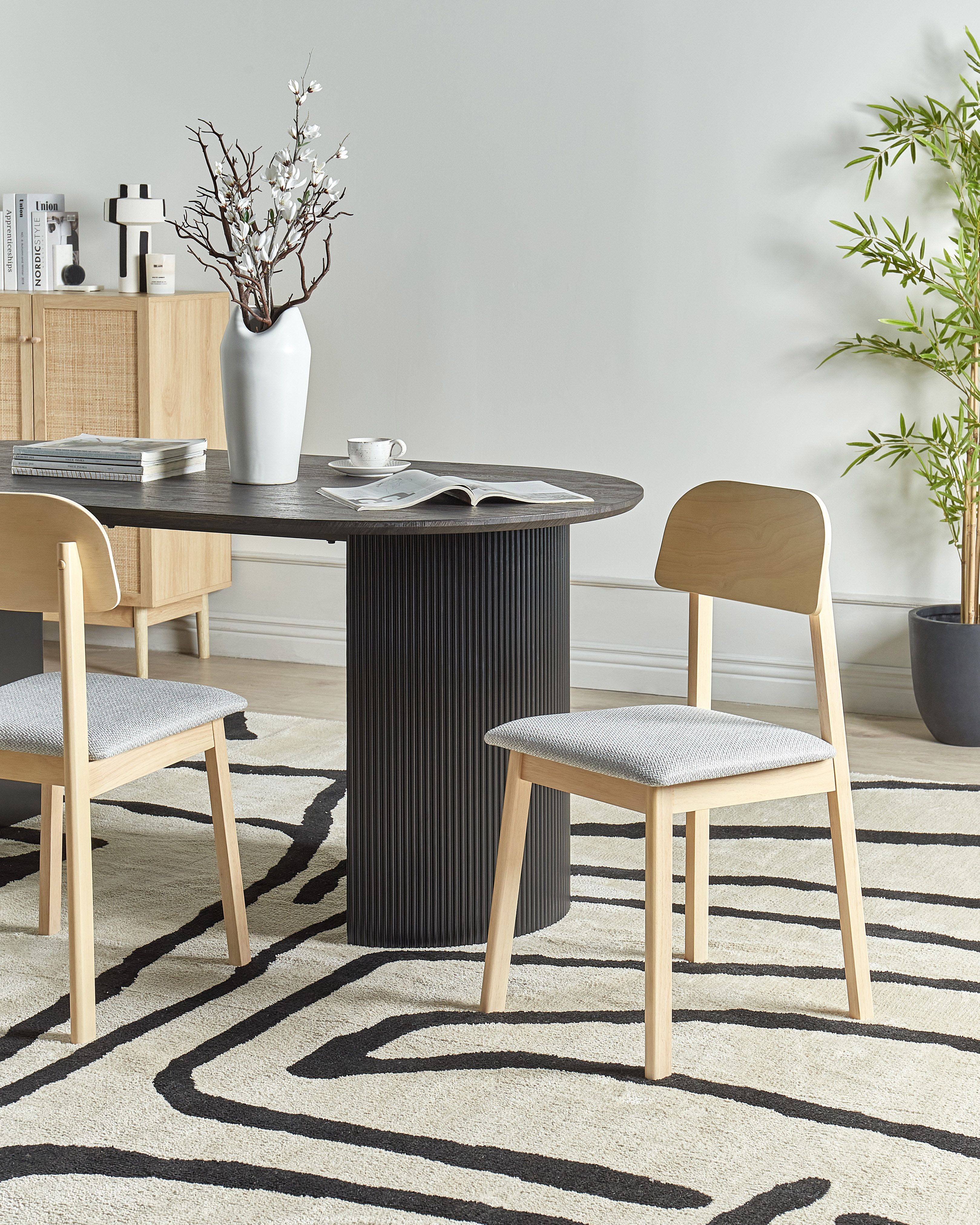 Set of 2 Dining Chairs SCANDIA Wood Light Grey