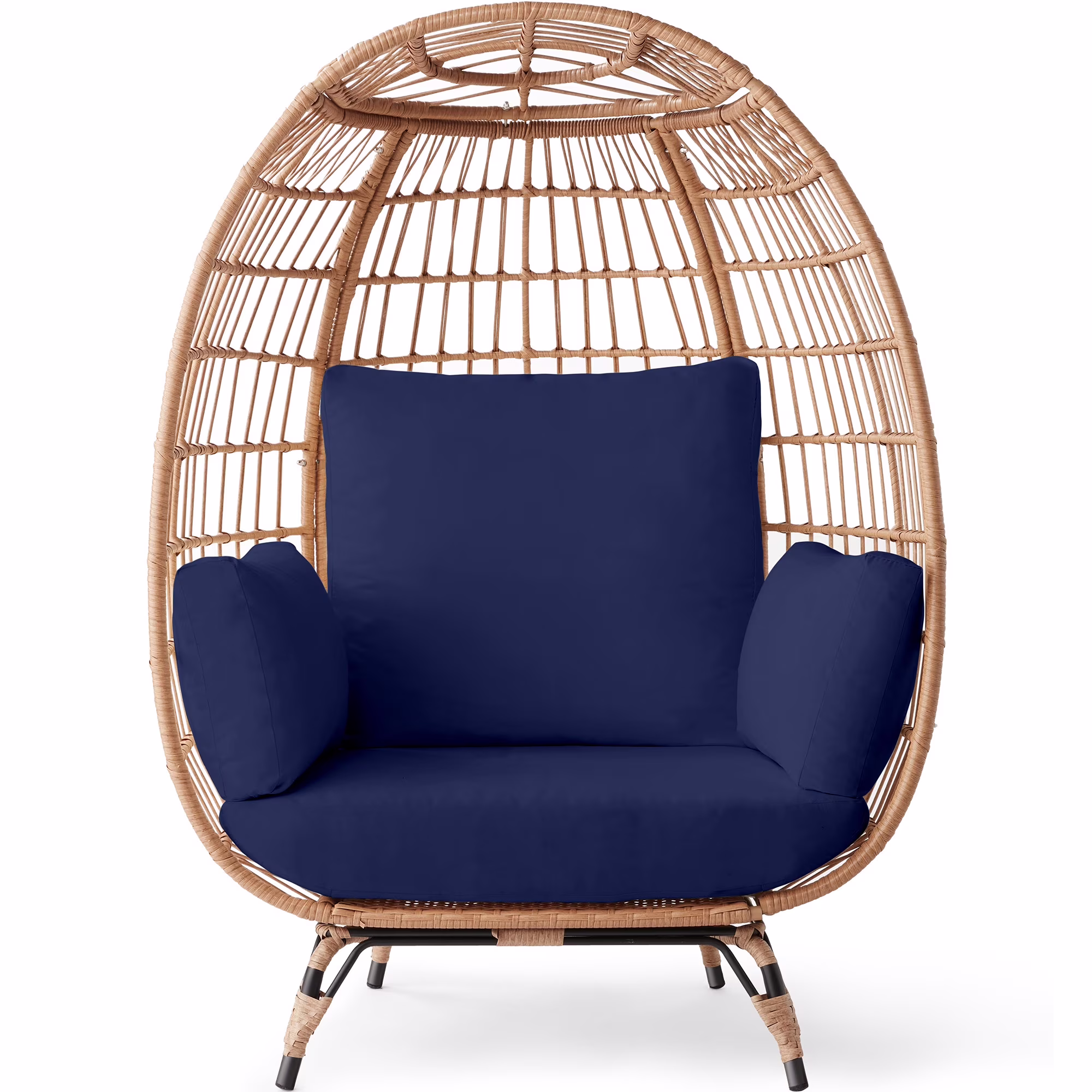 Best Choice Products Wicker Egg Chair Oversized Indoor Outdoor Patio Lounger w/ Steel Frame, 440lb Capacity - Black - Image 9